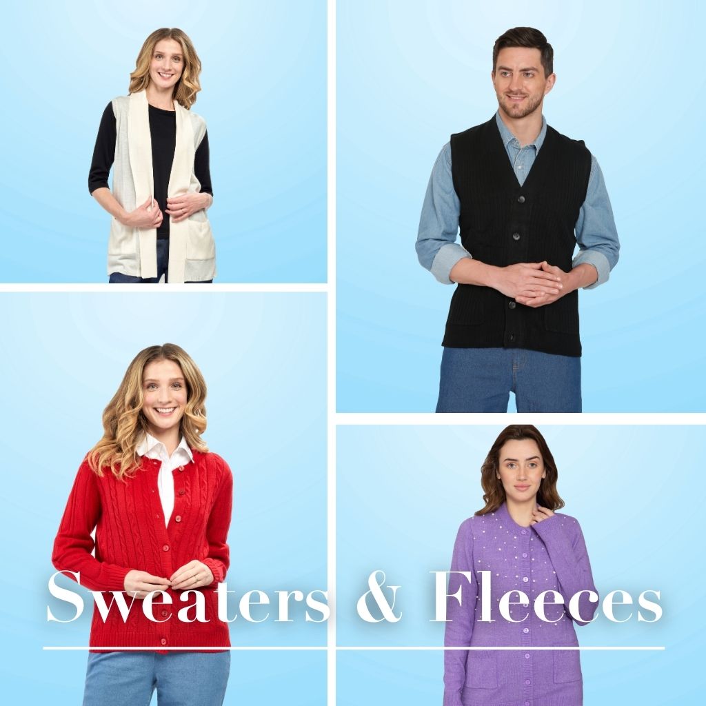  Crafted from soft, cozy materials, our sweater & fleece pieces are perfect for layering during chilly days or lounging at home in ultimate comfort. 