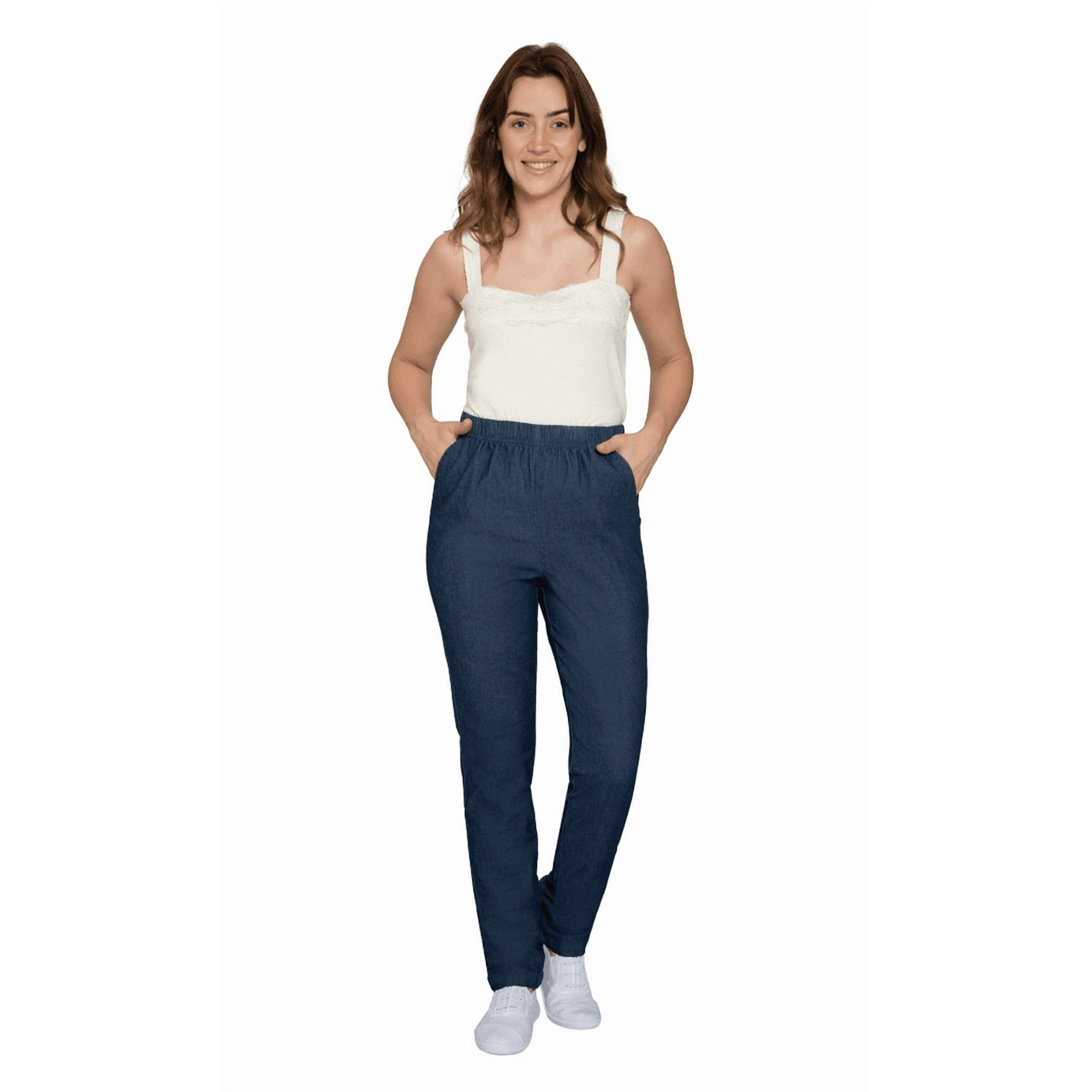 Women's Elastic Waist Pull On Jeans in Denim & Twill - Soft & Lightweight with a bit Stretch 8