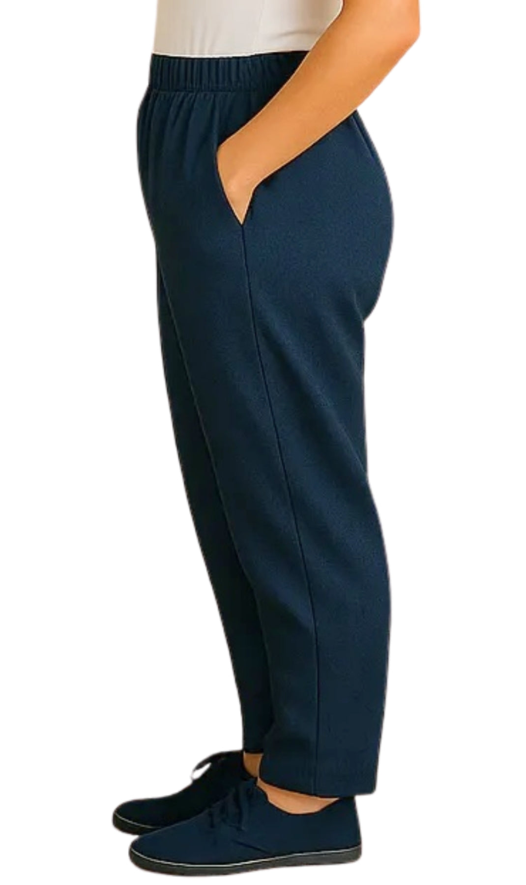 Women Elastic Waist Pull On Denim Jeans Indigo Side