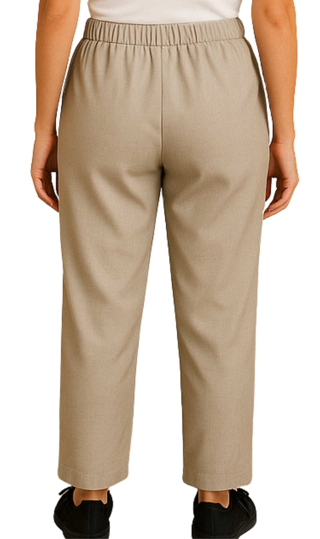 Women Elastic Waist Pull On Denim Jeans Stone_Back