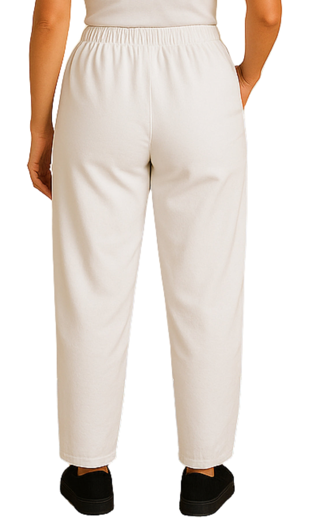 Women Elastic Waist Pull On Denim Jeans Black_Back