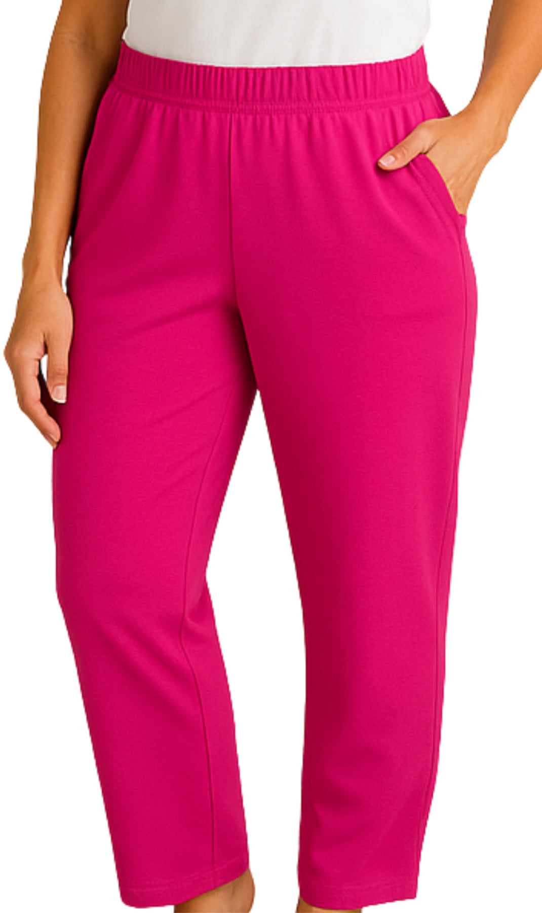 Women's Knit Pull on Pants - Cotton Blend with Flat Front waistband 13