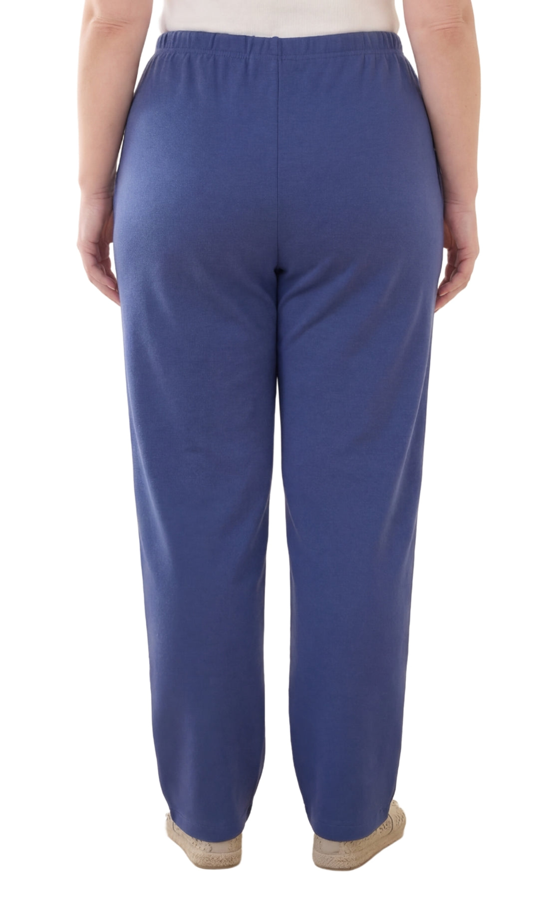 Turtle Bay New York Women's Knit Pull on Pants - Cotton Blend with Flat Front waistband navy back