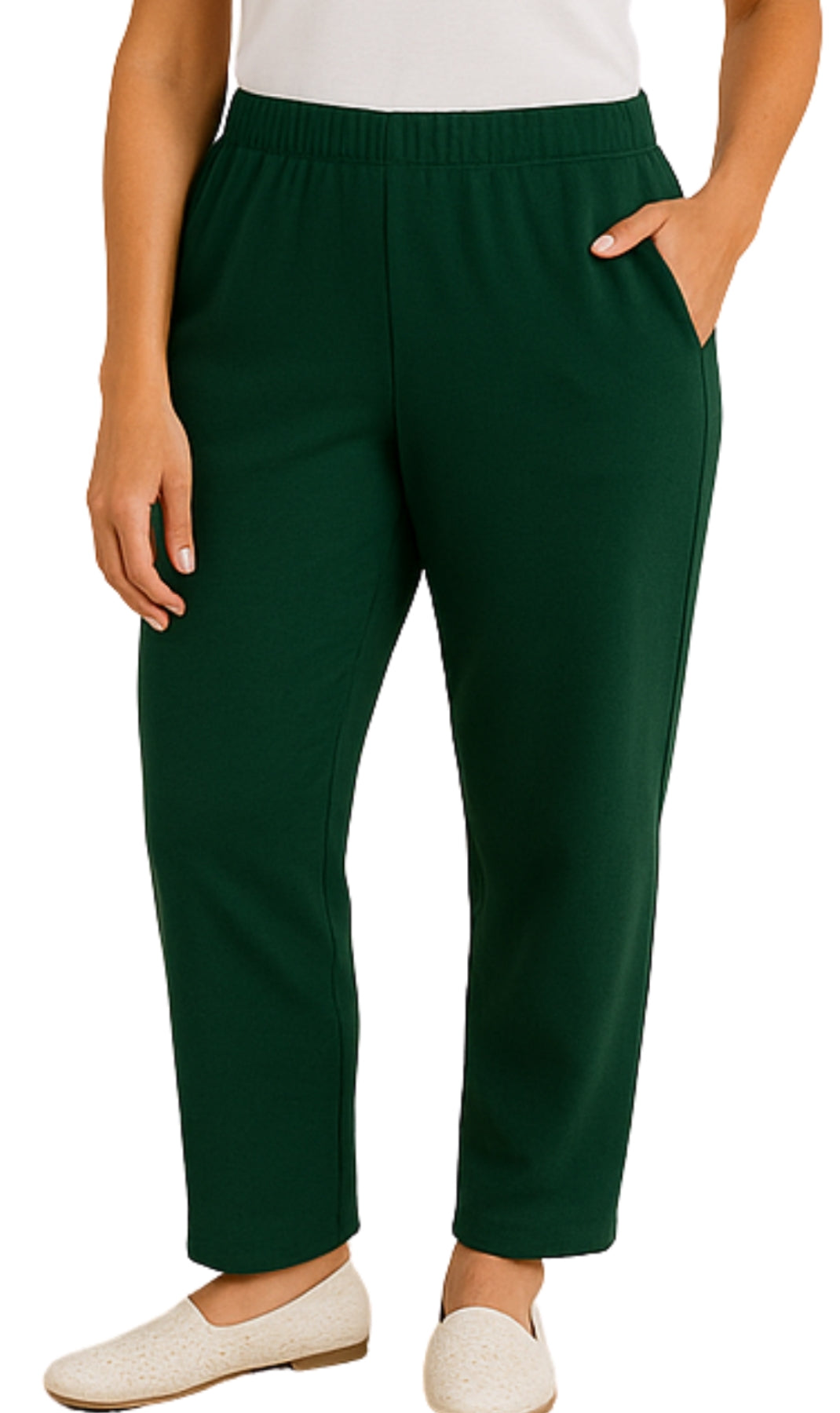 Women's Knit Pull on Pants - Cotton Blend with Flat Front waistband 42