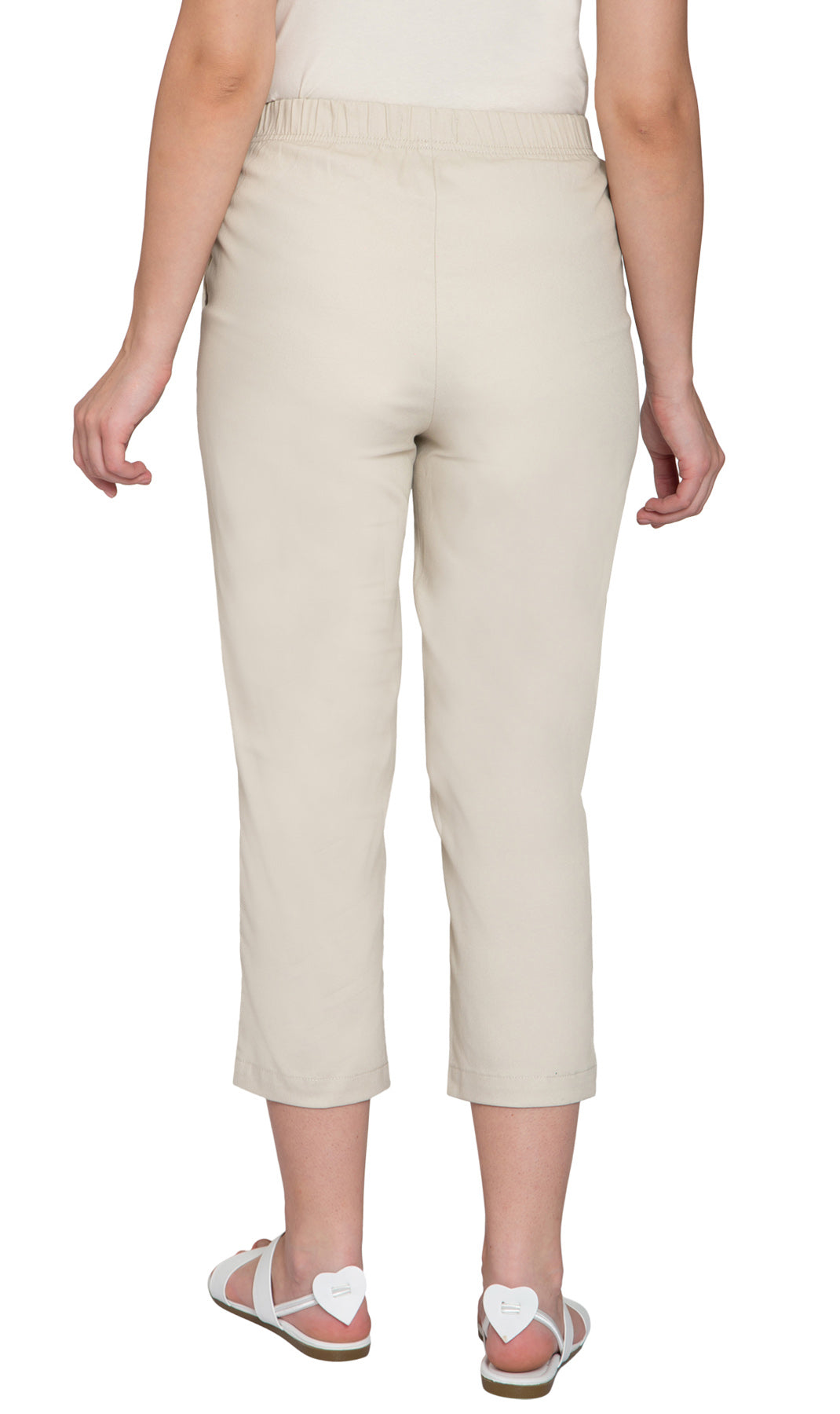 Women's Stretch Denim CaprisÔÇô Lightweight Stretch Fabric for Cool Comfort - Stone - back -TURTLE BAY APPAREL