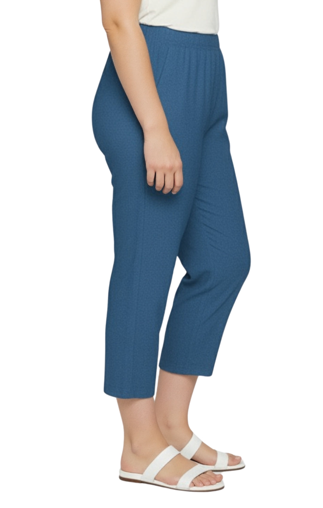 Turtle Bay Apparel Women's Lightweight Stretch Denim Capri Pants – Chambray Side View