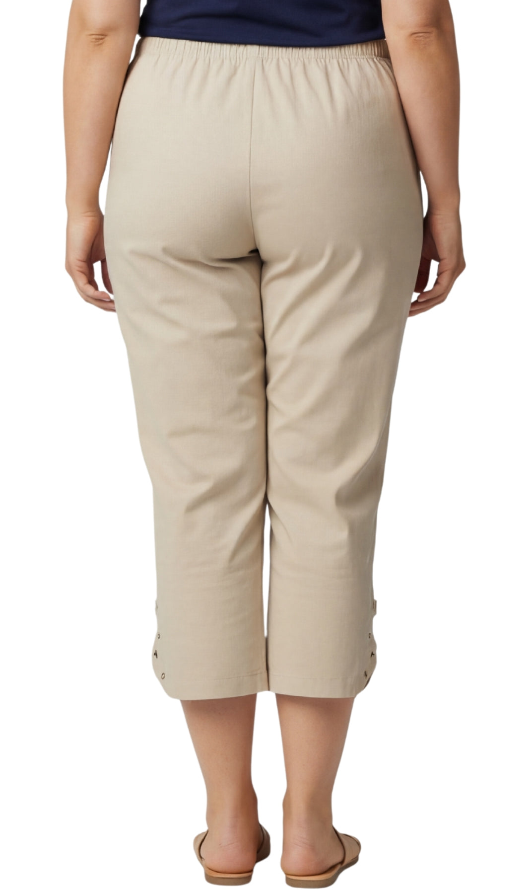 Turtle Bay New York Women’s Lightweight Capris with Studded Hem Detail stone back
