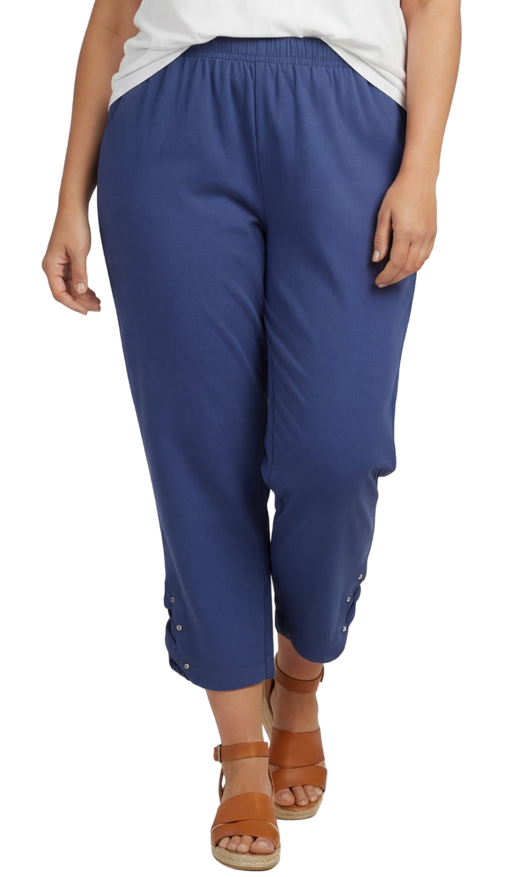 Turtle Bay New York Women’s Lightweight Capris with Studded Hem Detail navy Front