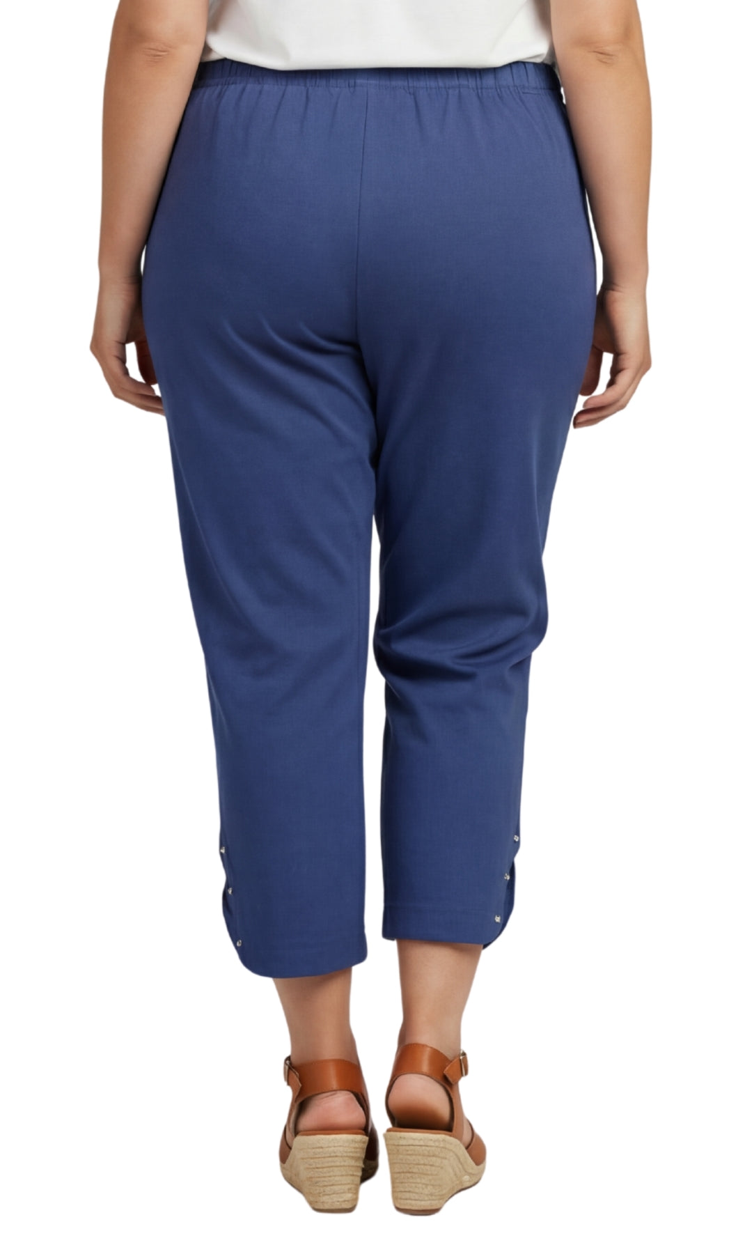 Turtle Bay New York Women’s Lightweight Capris with Studded Hem Detail navy back