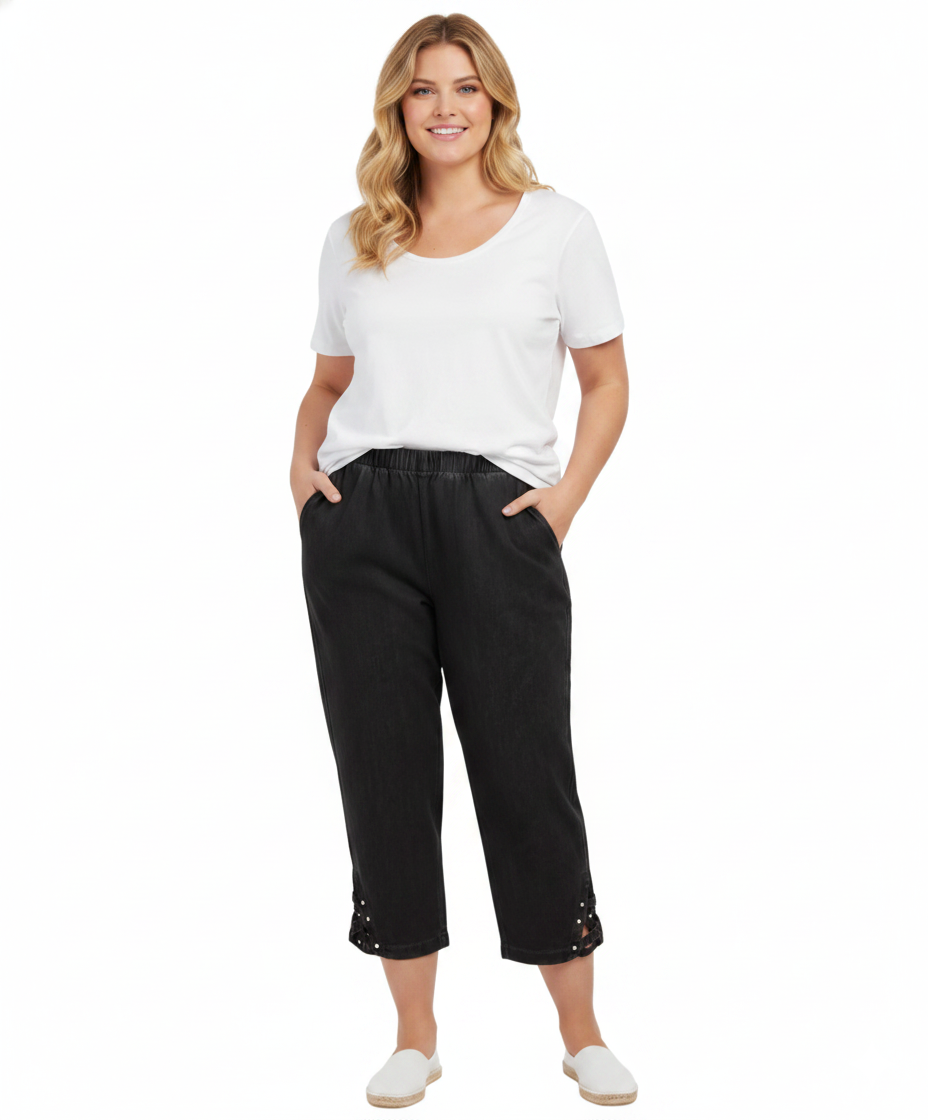 Women’s Lightweight Capris with Studded Hem Detail 4