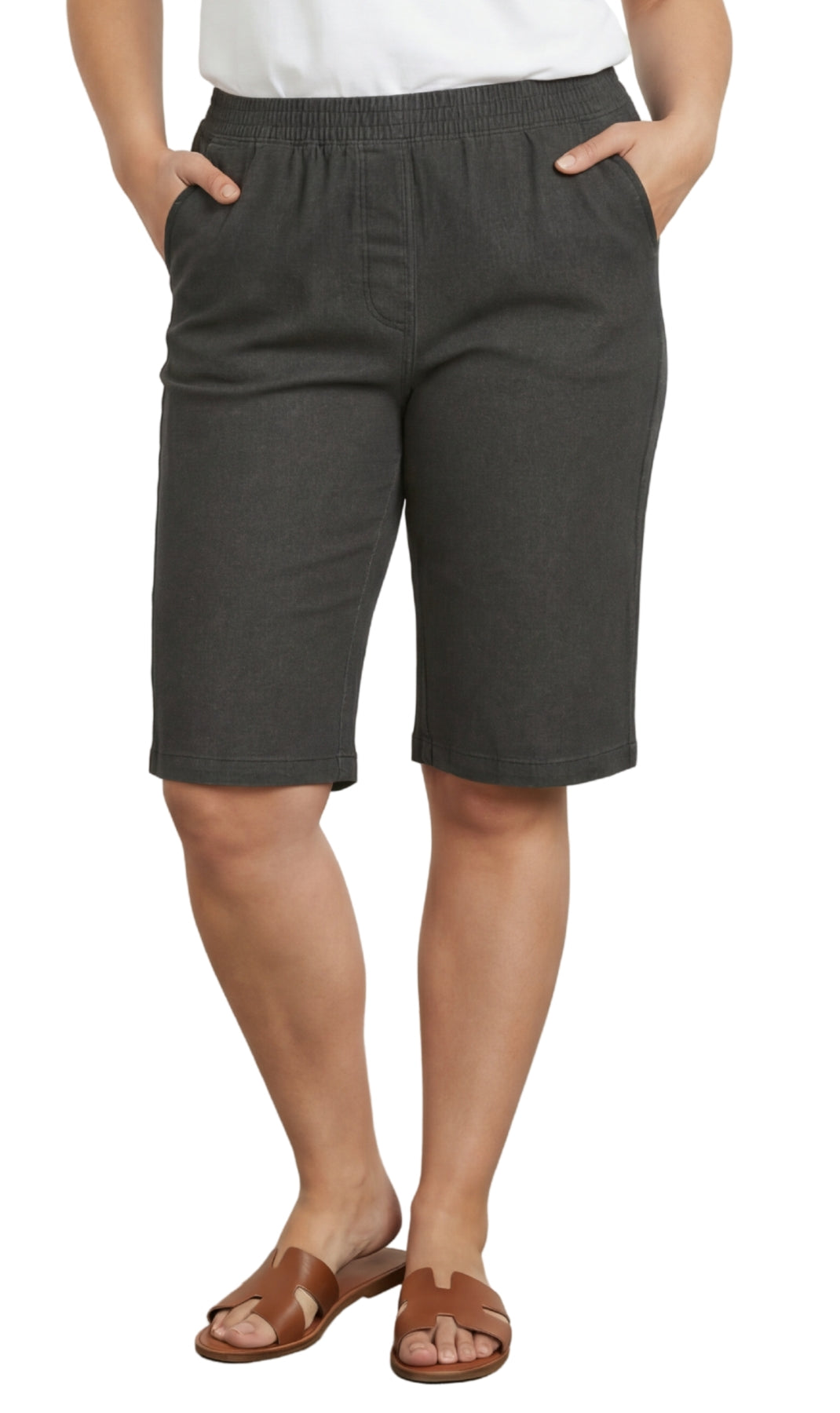 Women's Easy Pull on Bermuda Shorts in Denim and Twill 33