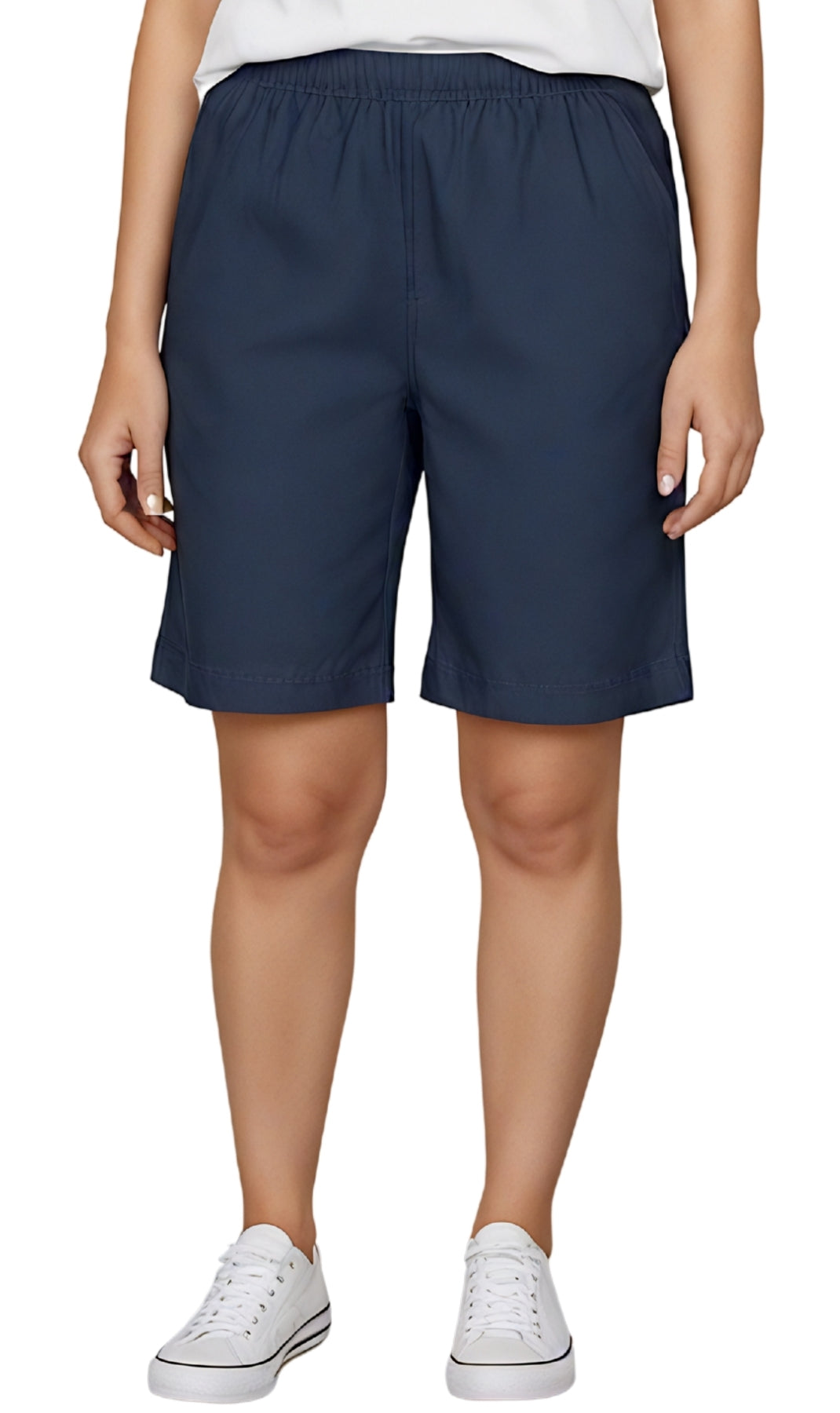 Women's Pull On Denim & Twill Shorts with stretch waist - No zipper or buttons