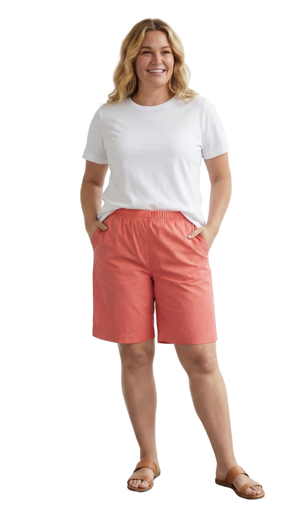 Women's Pull On Denim & Twill Shorts with stretch waist - No zipper or buttons 39