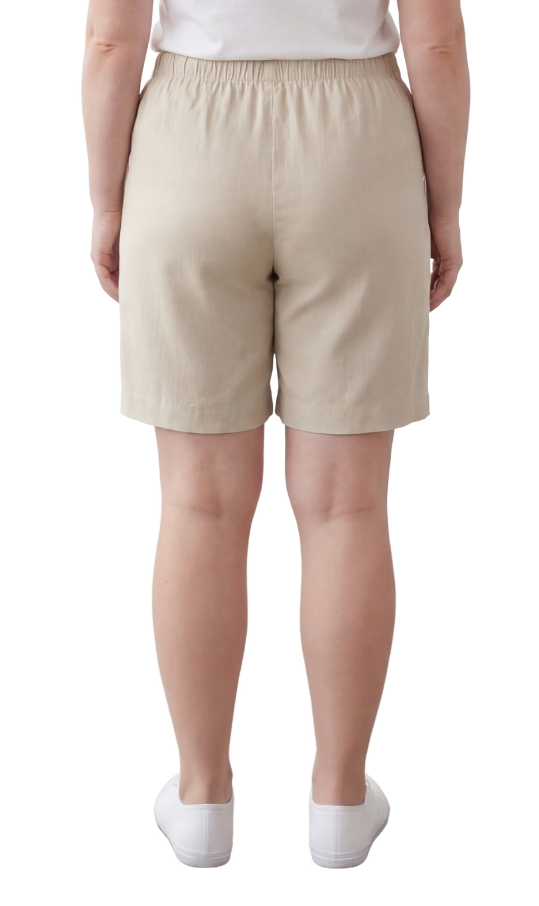 Turtle Bay New York Women's Pull On Denim & Twill Shorts with stretch waist - No zipper or buttons stone back