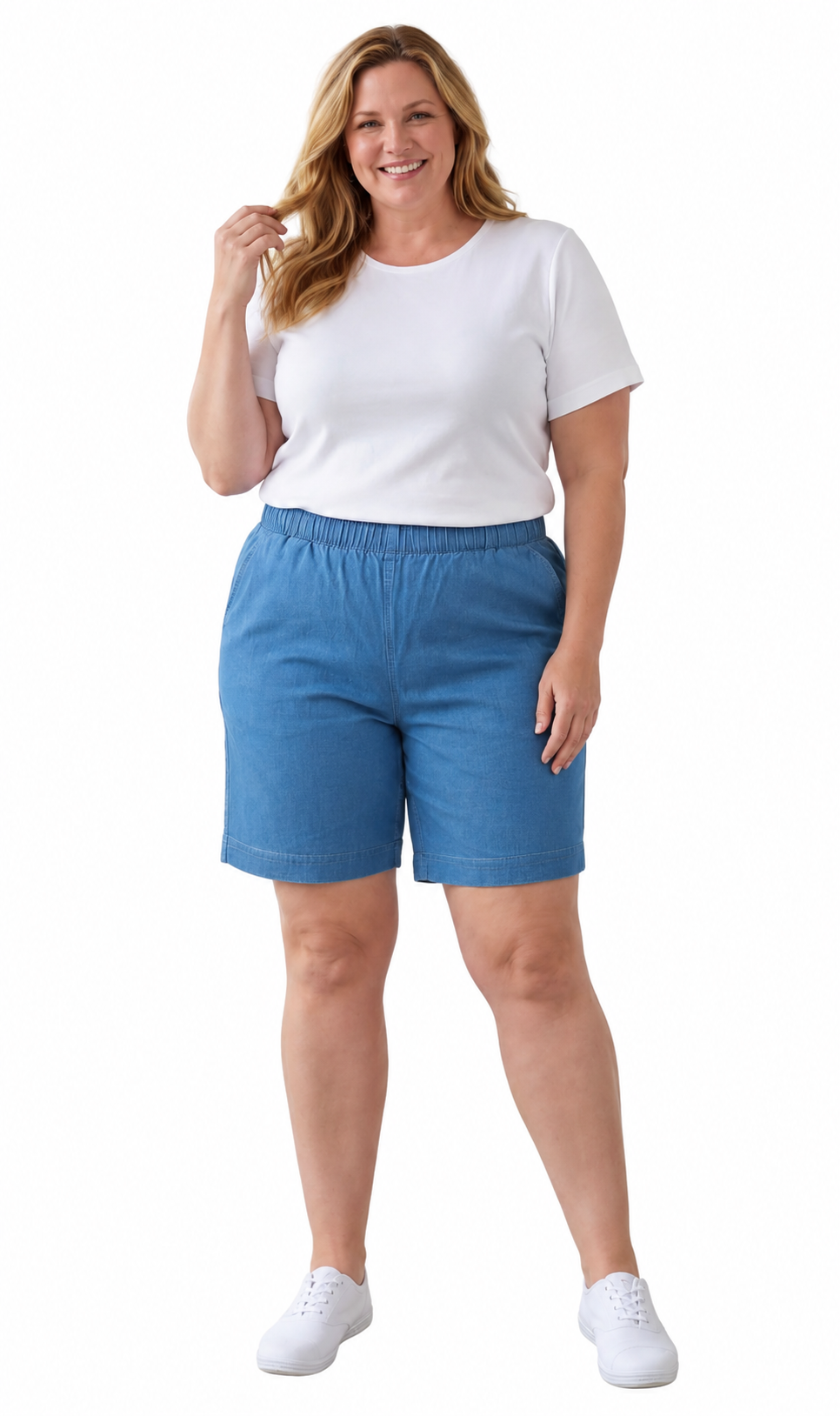Women's Pull-On Denim and Twill Shorts — Stretch Waist No Zipper 11