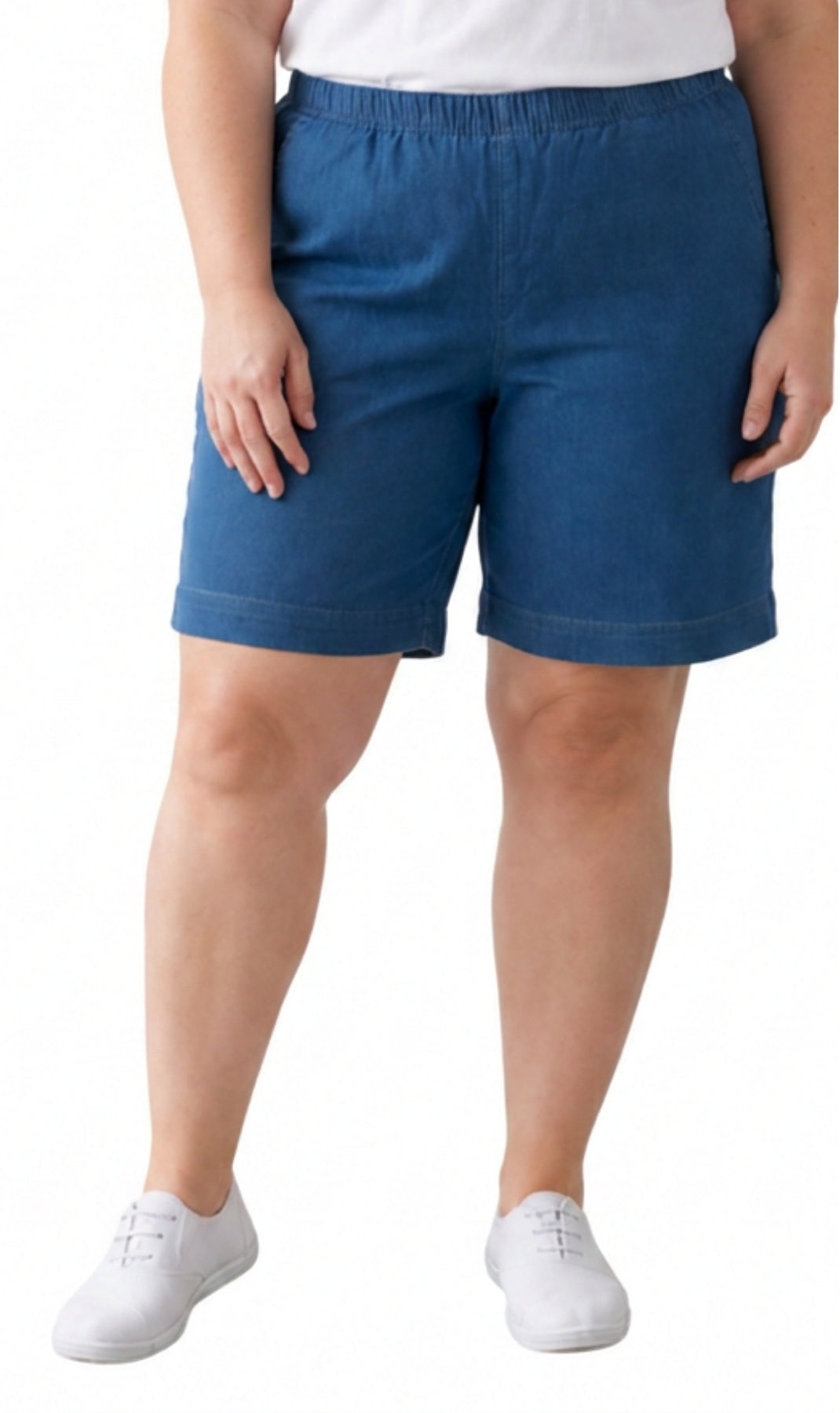Women's Pull-On Denim and Twill Shorts — Stretch Waist No Zipper 39