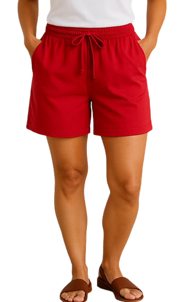 Women's Interlock Knit cotton Shorts with Elastic Waist and Adjustable Drawstring