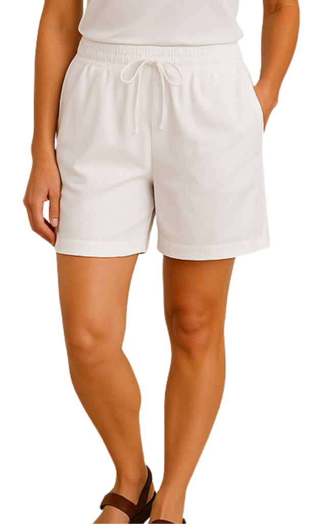Women's Interlock Knit cotton Shorts with Elastic Waist and Adjustable Drawstring