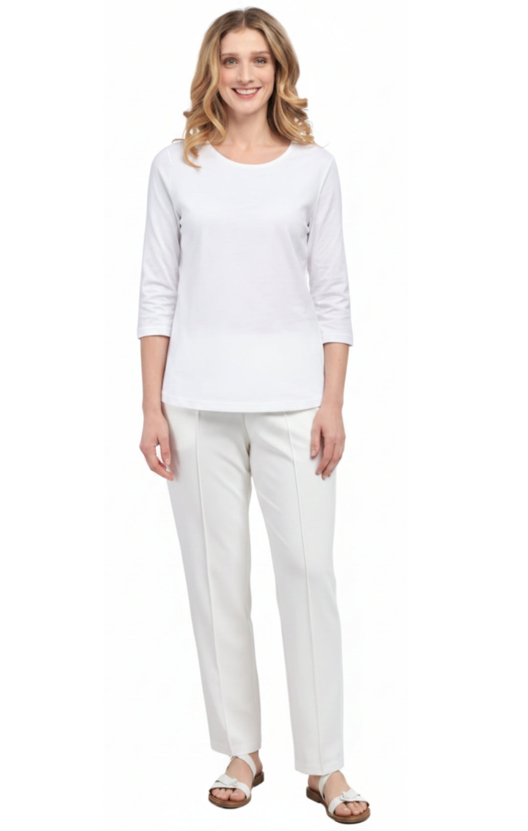 Women's 3/4 Sleeve Crew Neck Top — Comfortable Jersey Knit 43