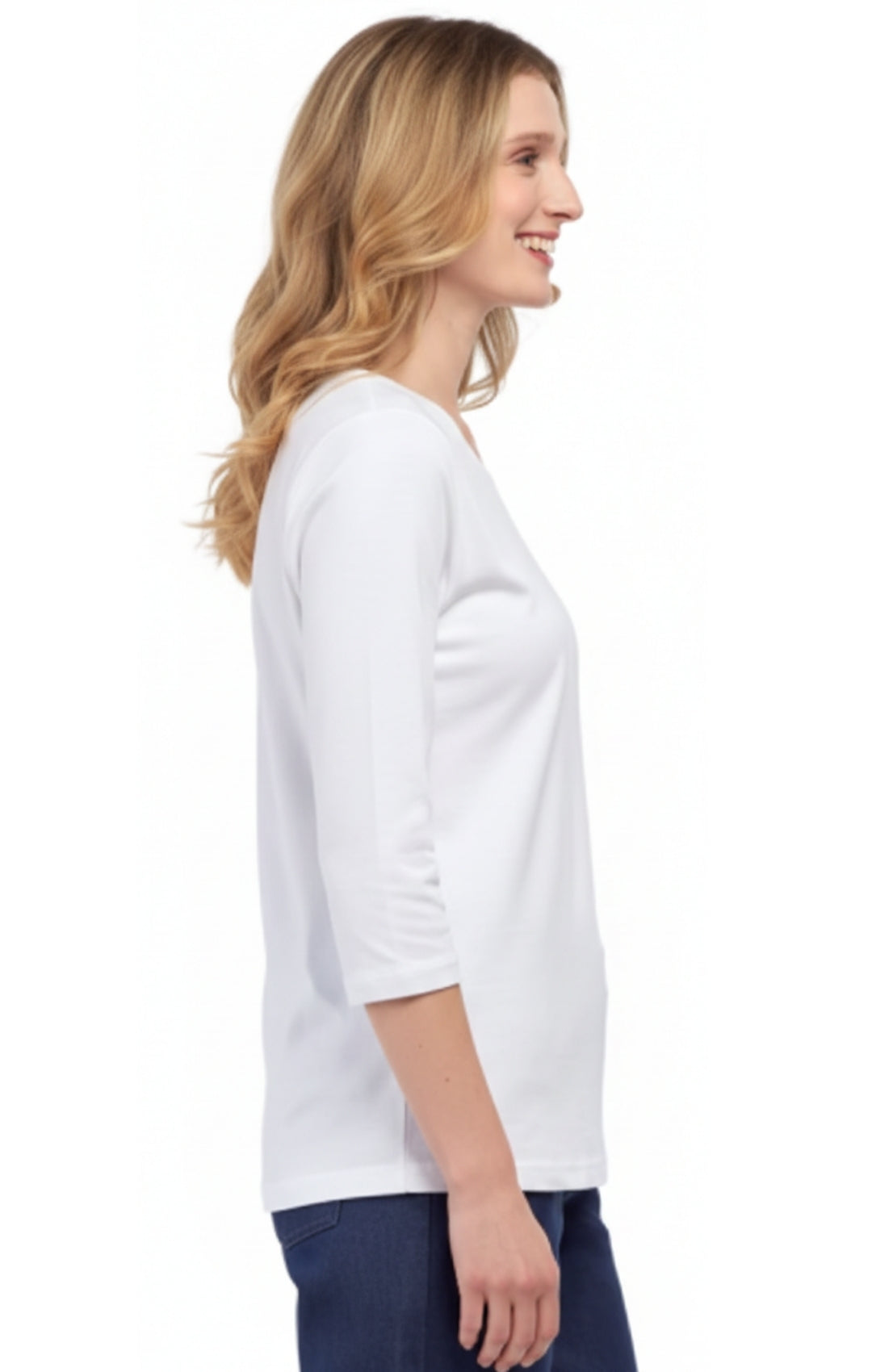 Women's 3/4 Sleeve Crew Neck Top — Comfortable Jersey Knit 42