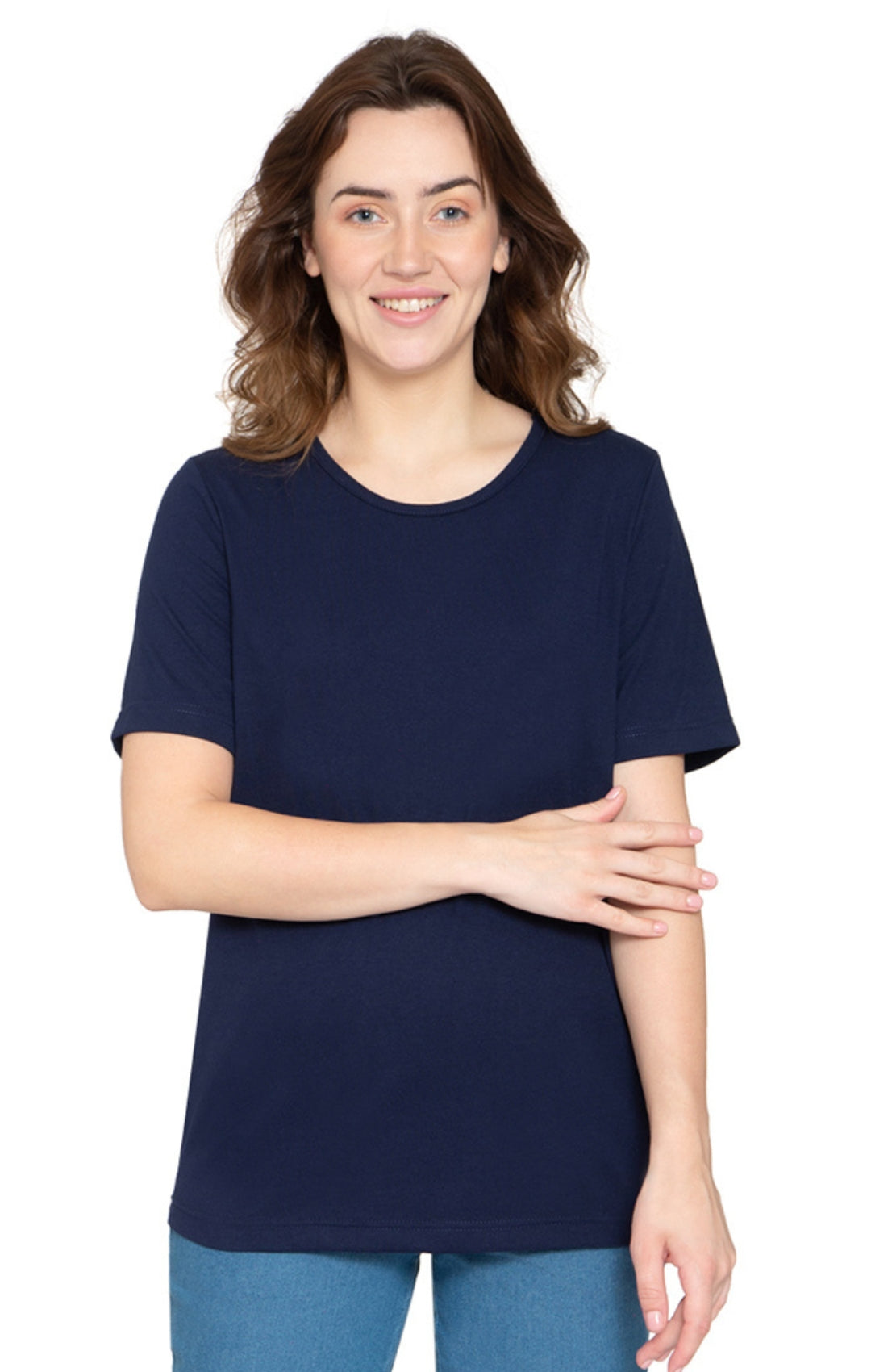 Women's Short Sleeve Crew Neck T-Shirt — Relaxed Fit Cotton Blend 29
