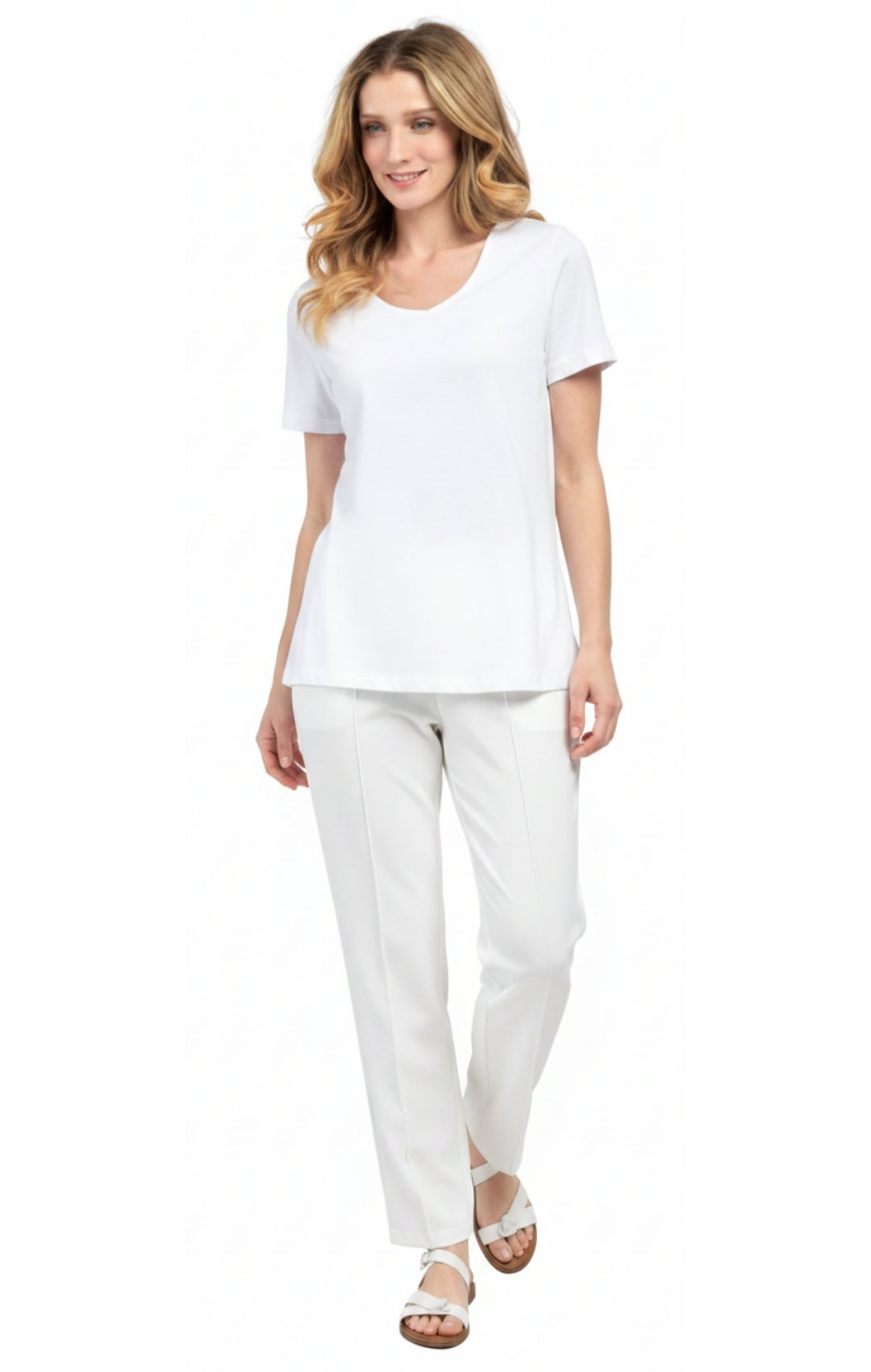 Women's Short Sleeve V-Neck T-Shirt — Wrinkle Resistant Cotton Blend 37