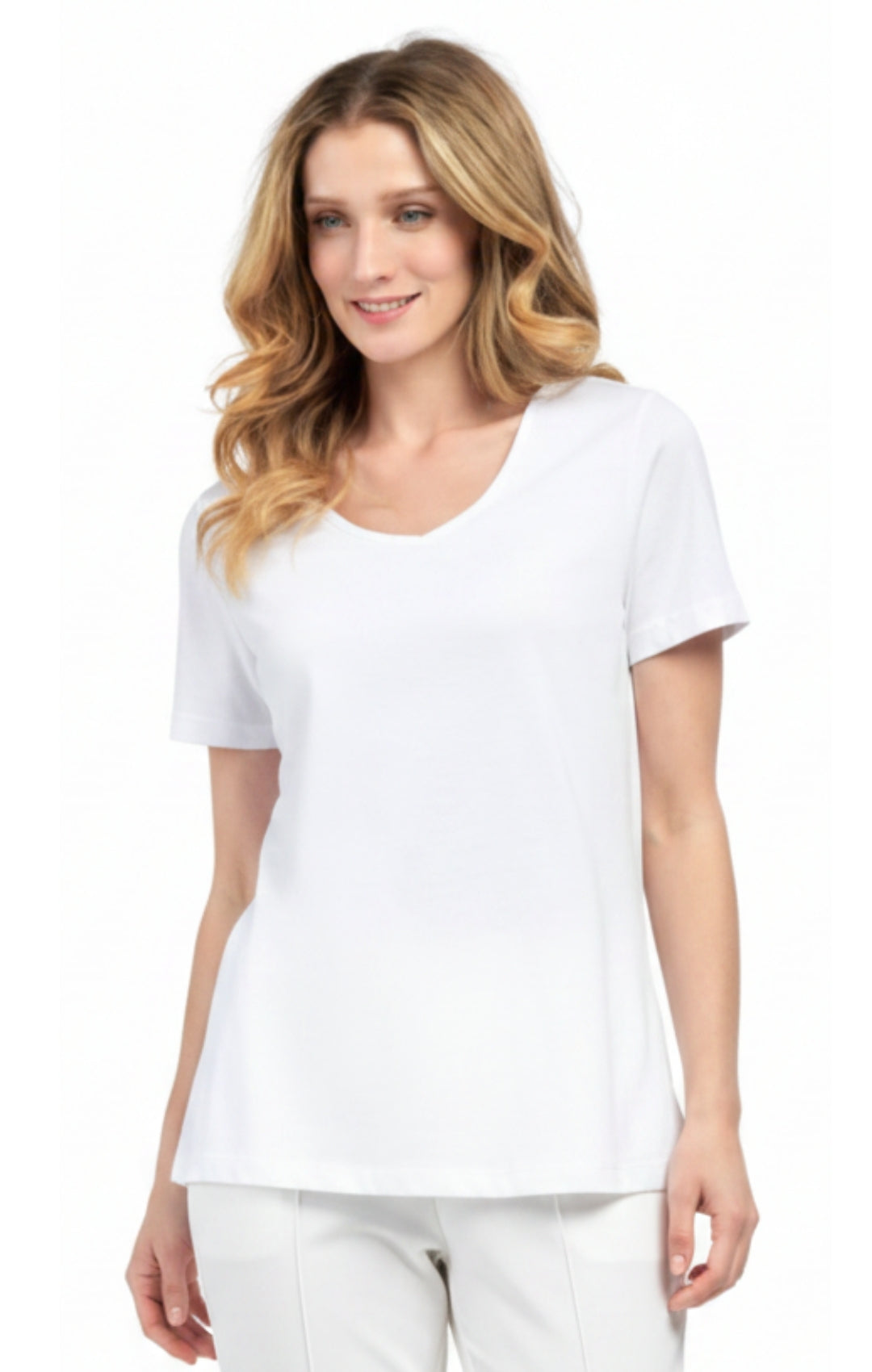Women's Short Sleeve V-Neck T-Shirt — Wrinkle Resistant Cotton Blend 34