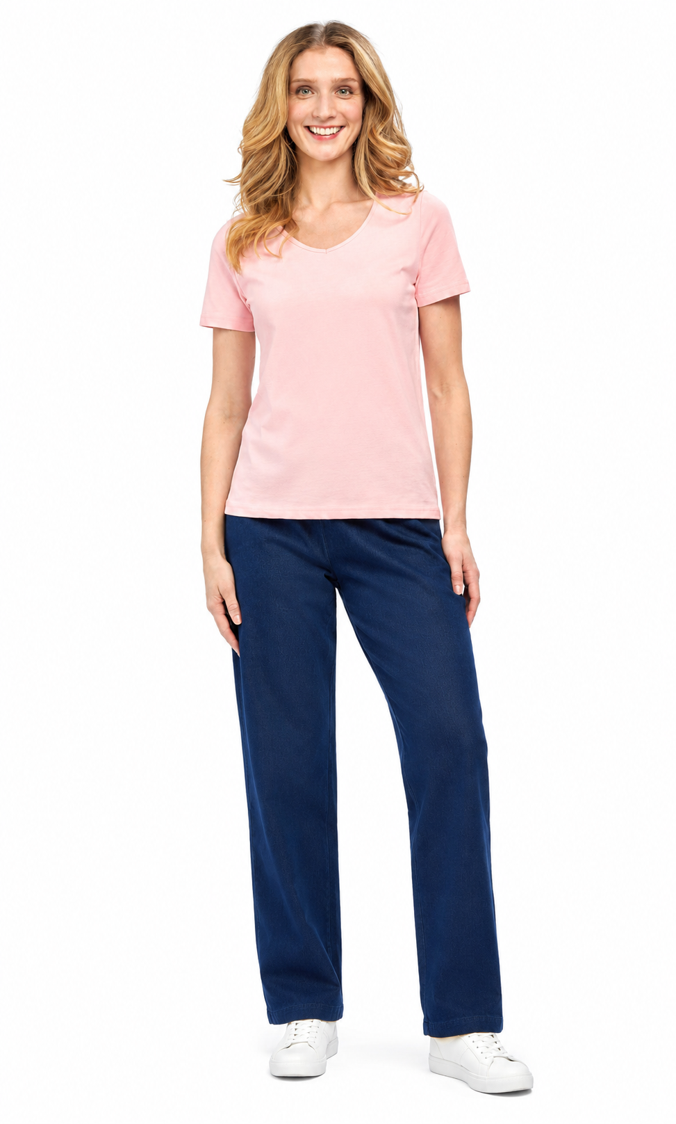 Women's Short Sleeve V-Neck T-Shirt — Wrinkle Resistant Cotton Blend 33