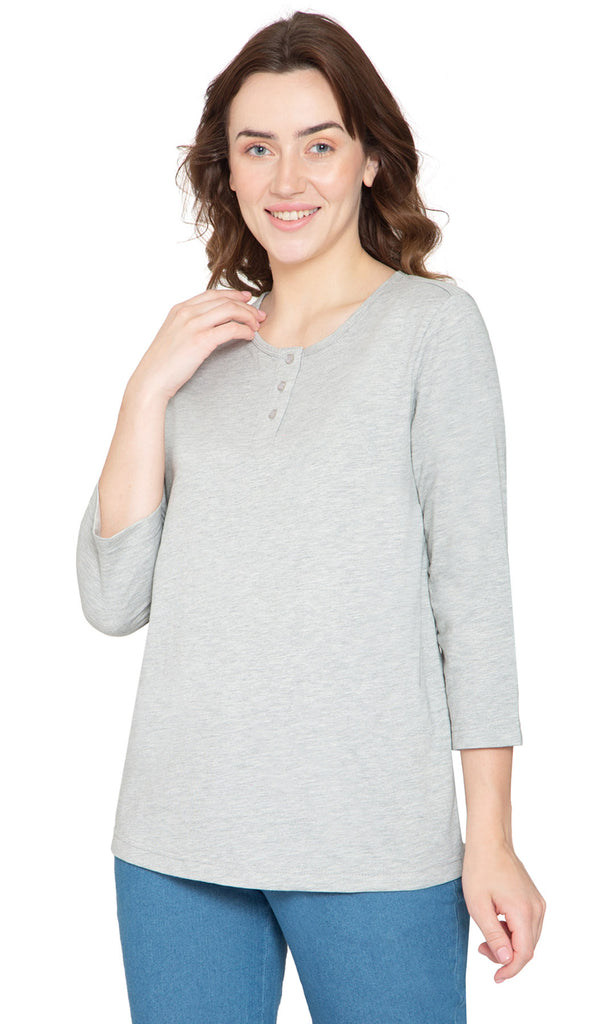 Women's Three Quarter Sleeve Henley ÔÇô Comfort in Every Color! TURTLE BAY APPAREL