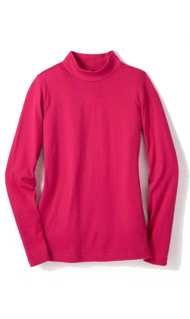 Women's Long Sleeve Mockneck ÔÇô An All-Season Essential -  Deep Orchid - Flat lay - TURTLE BAY APPAREL