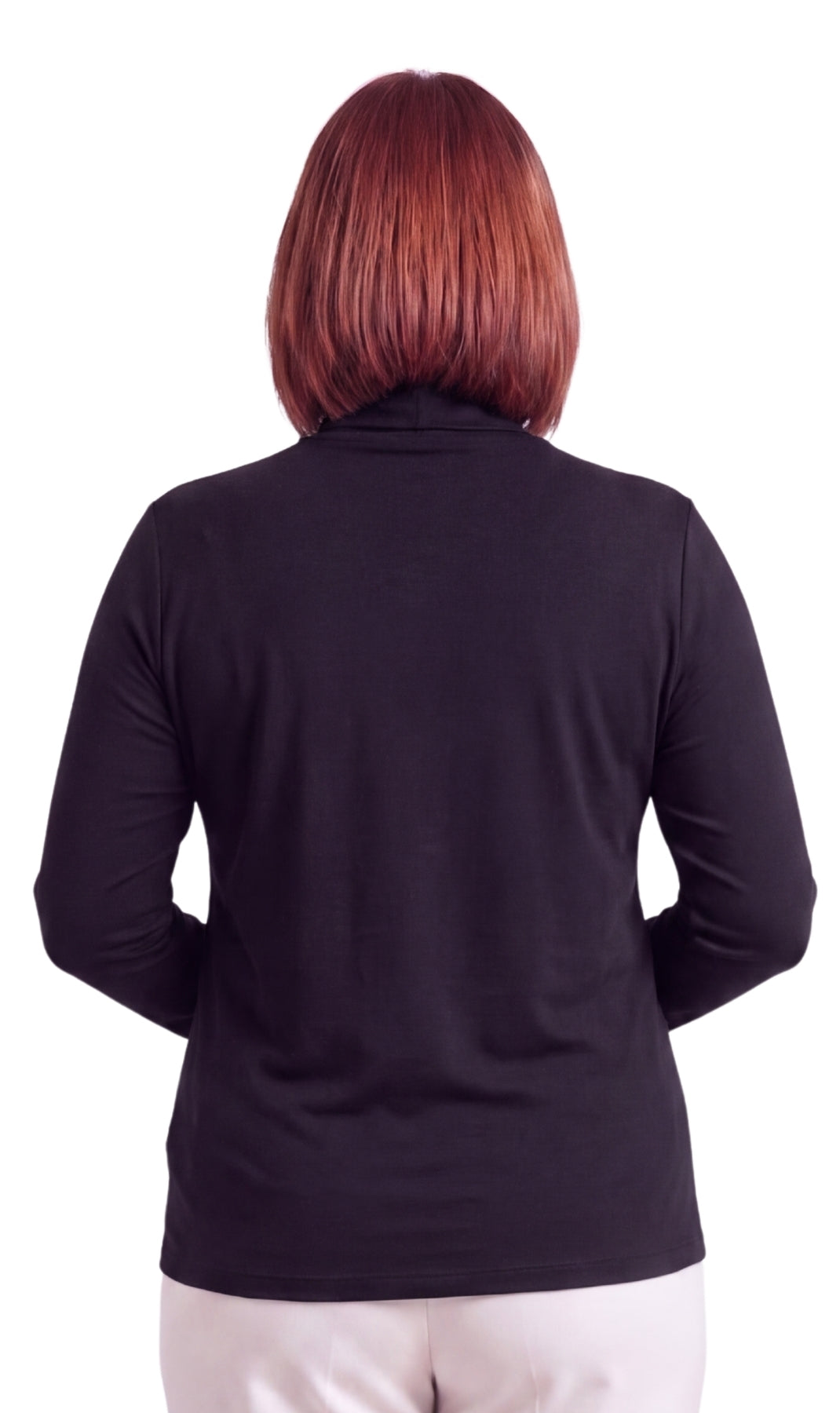 Turtle Bay New York Women's Relaxed fit Long Sleeved Turtleneck Top black back