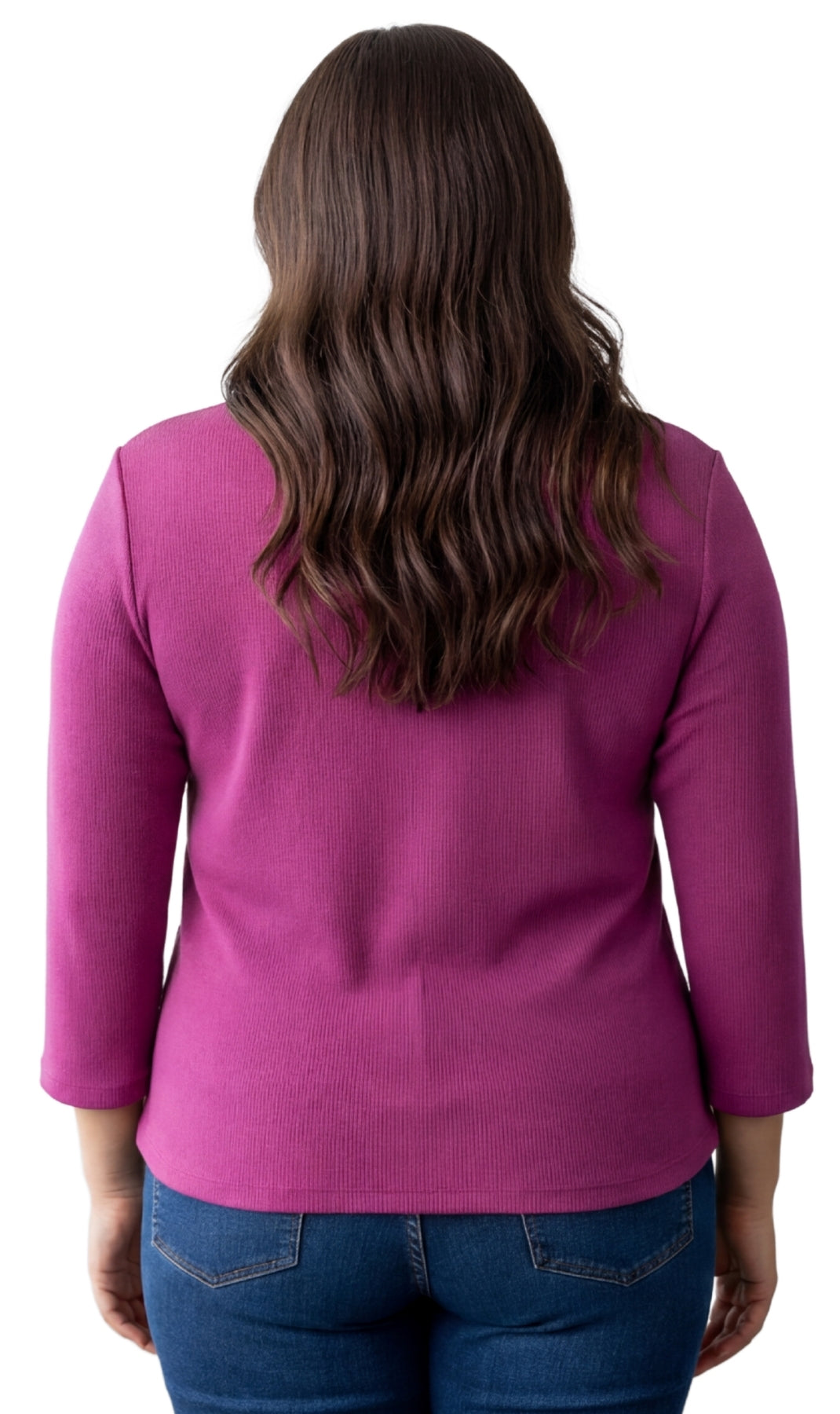 Women's Ribbed 3/4 Sleeve Crew Neck Cotton Top 6