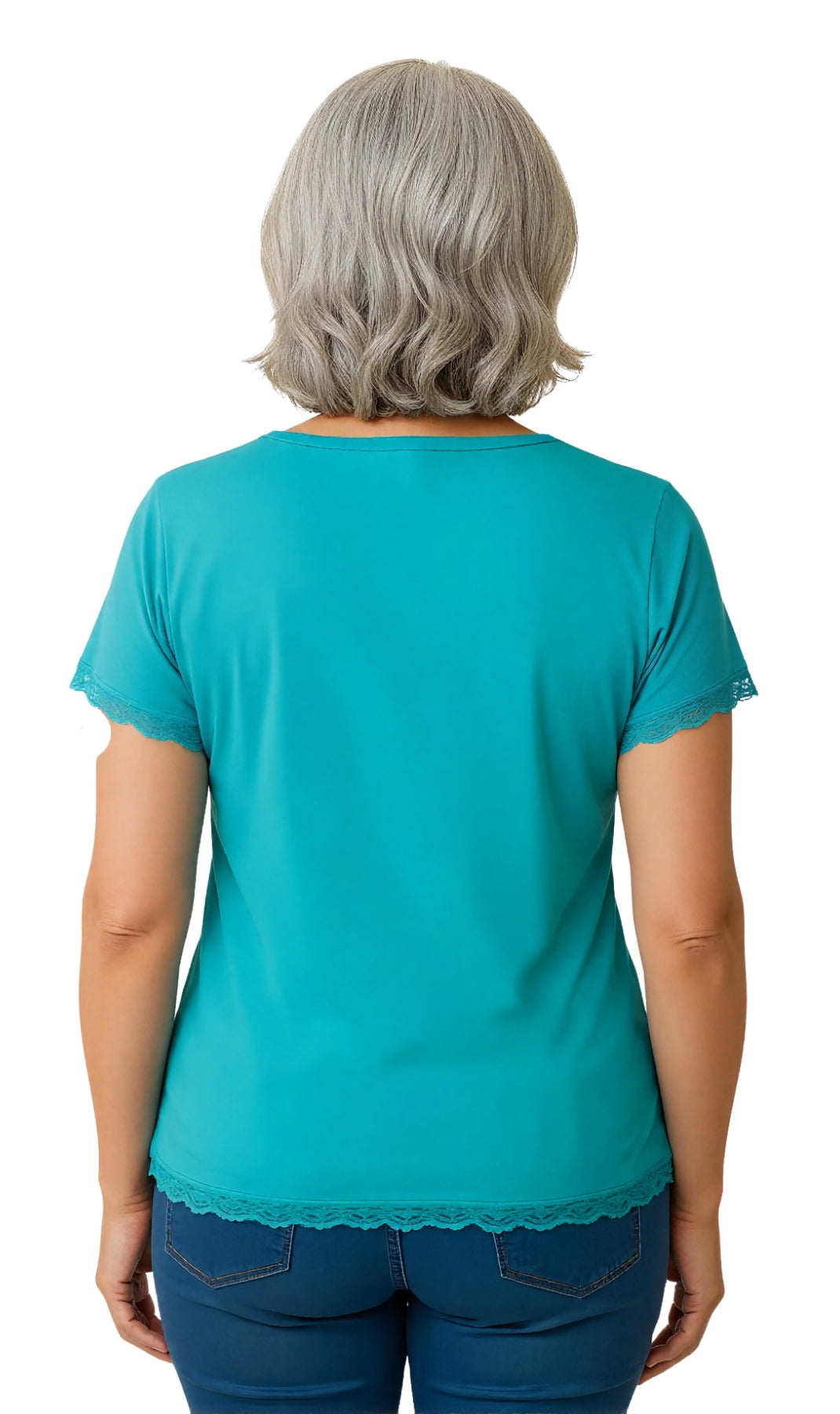 Women's V-neck Short Sleeve Tshirt with A Three Button Placket 5