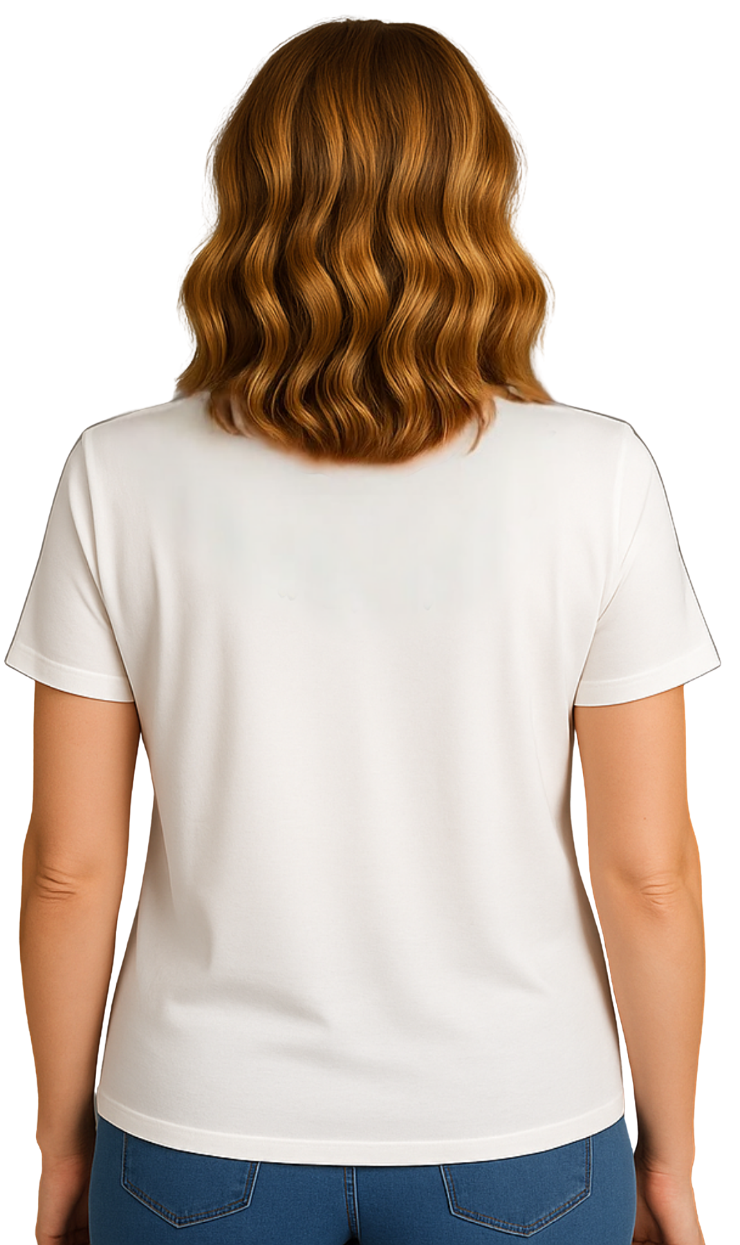 Turtle Bay New York Women's Scalloped Neckline Embellished Tee white back