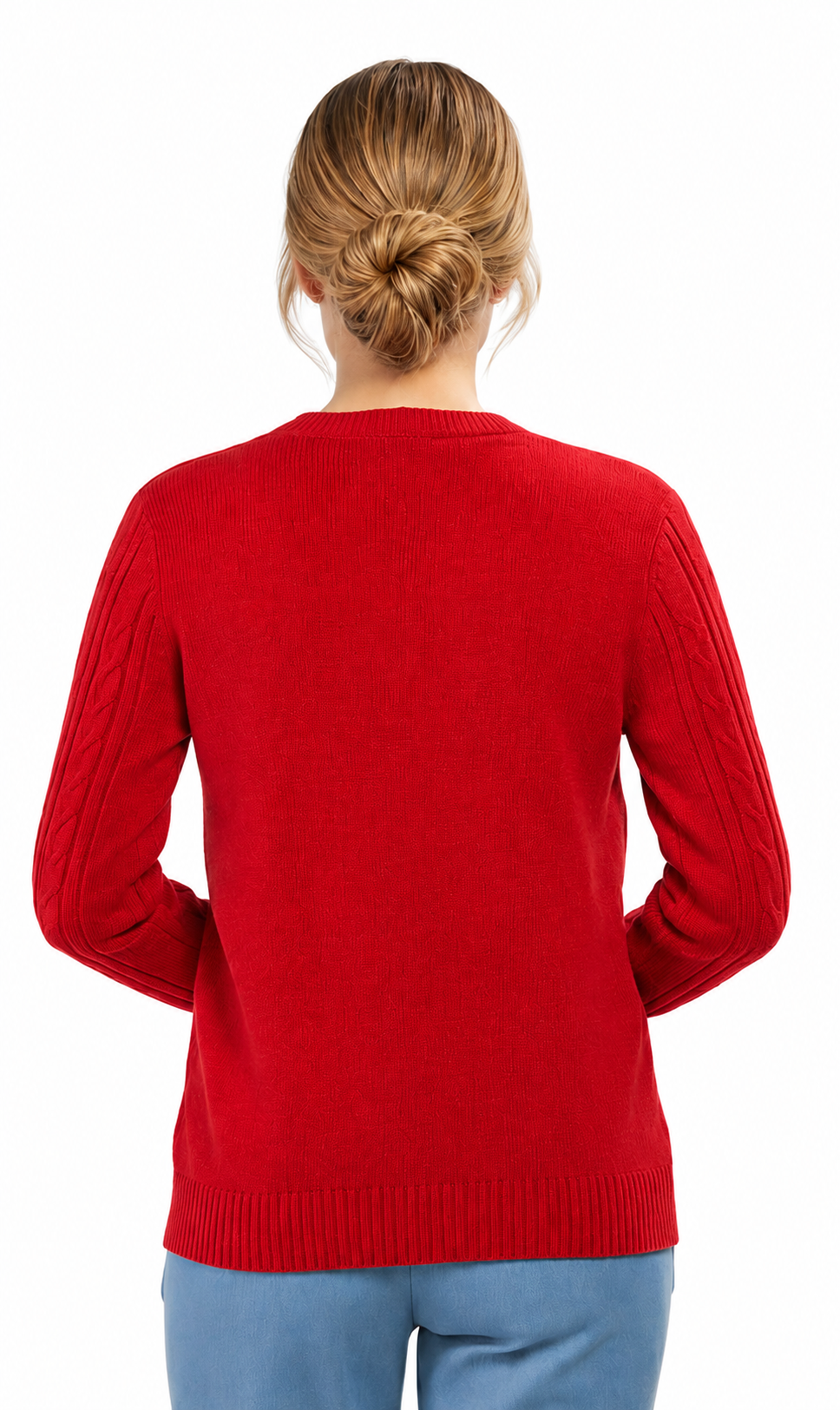Women's Classic Button Front Cable Knit Cardigan in Soft Acryllic 21