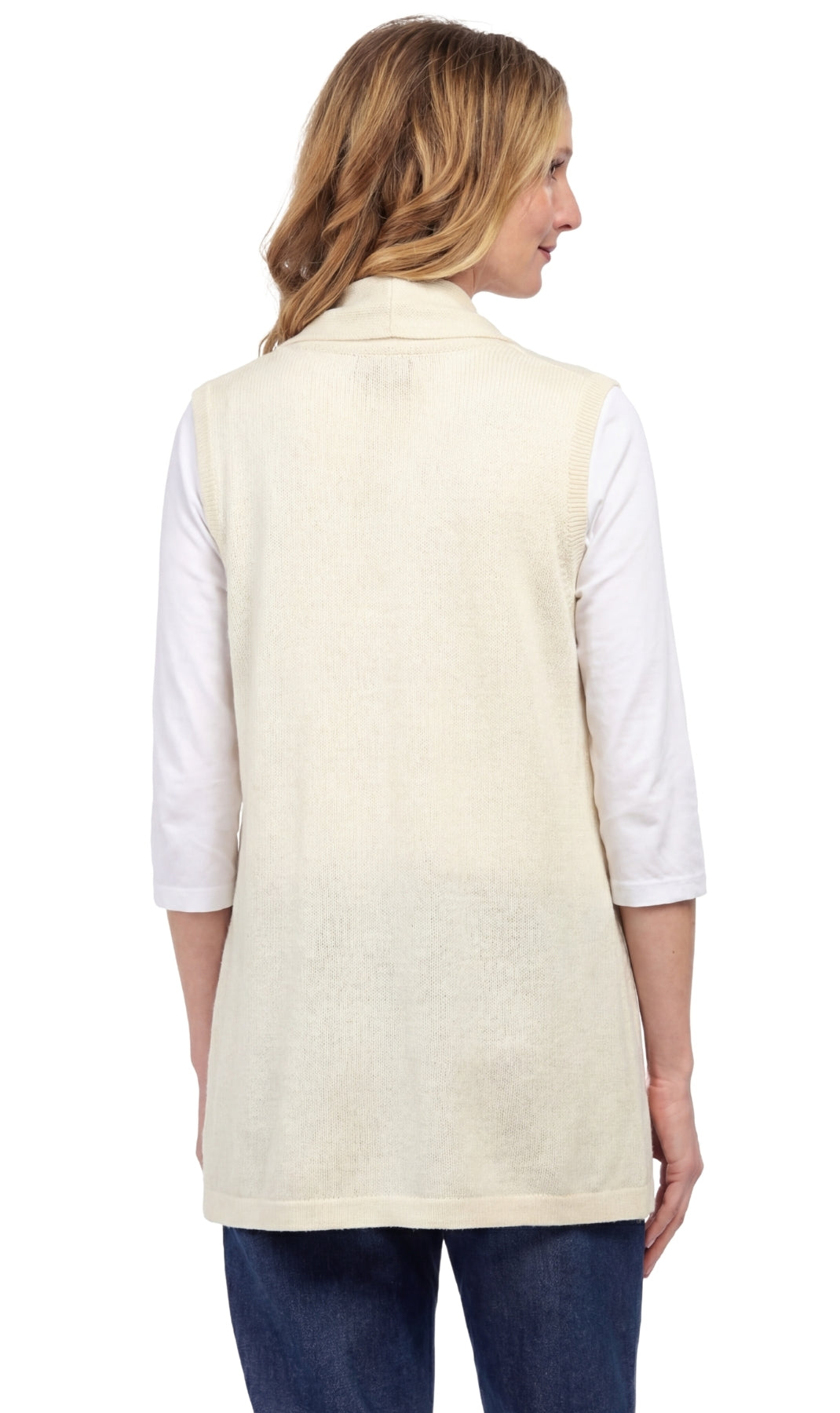 Women's Long Sleeveless Open Front Soft Shawl Collar Vest 11