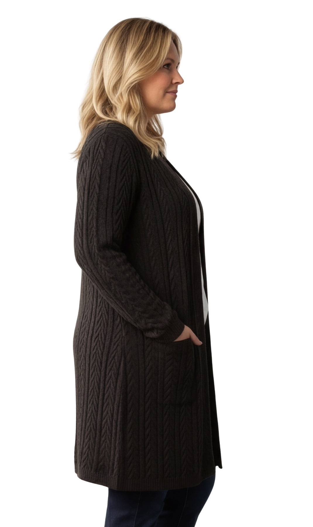 Women's Cable Knit Duster Sweater with Pockets Effortless Longline Cardigan for Everyday Warmth 3