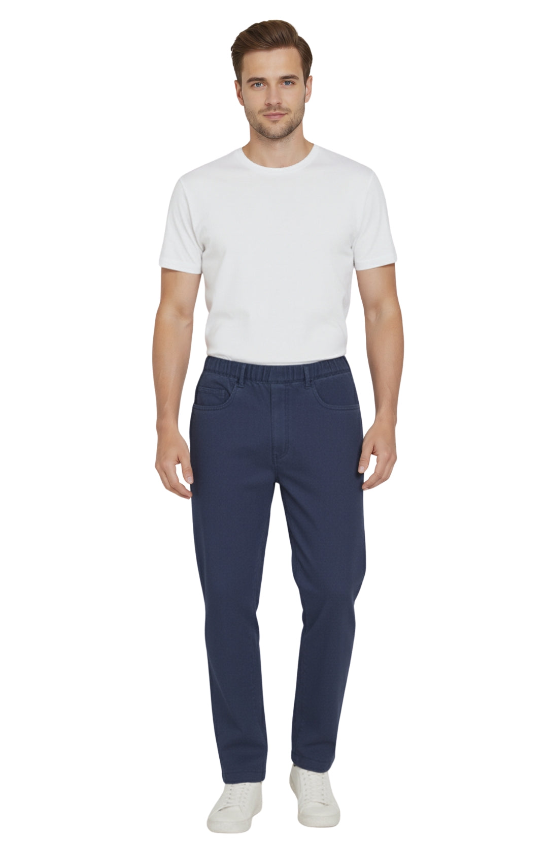 Men's Casual Elastic Waist Denim & Twill Pull on Jeans Pants 35