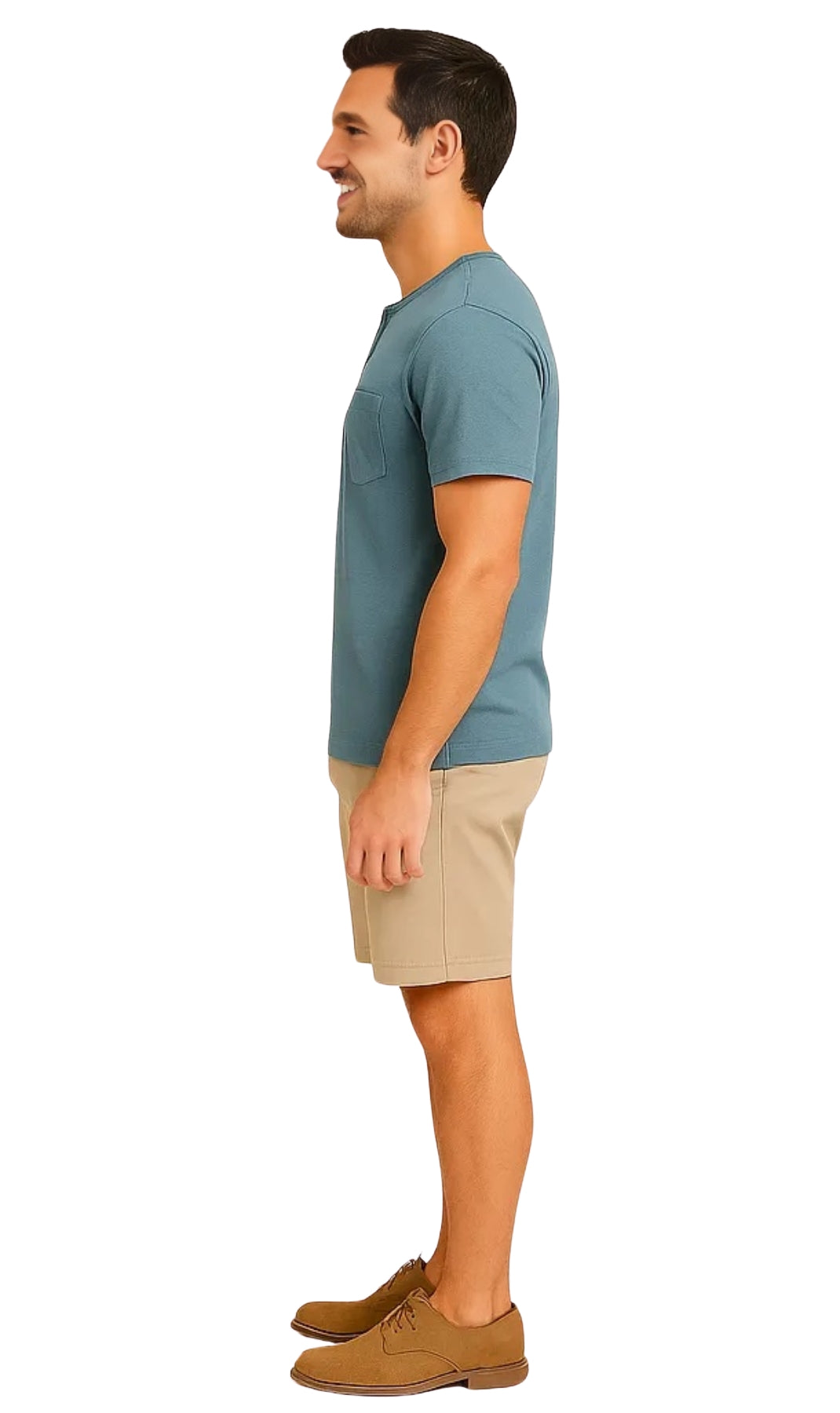 Men's Short Sleeve Henley Relaxed Fit Shirt with Pocket 5