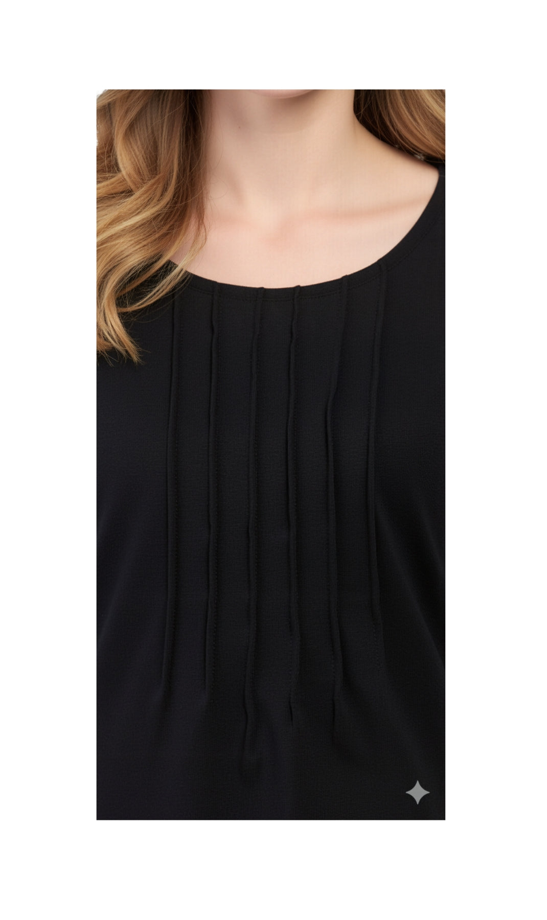 Women's Short Sleeve Cotton Knit T-shirt in Pintuck Style 23