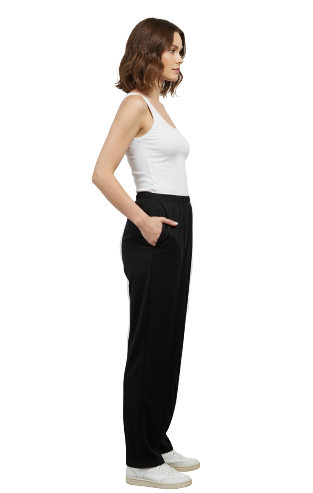 Womens Classic Poly Knit Pants - Pull On Slacks with Elastic Waist 6