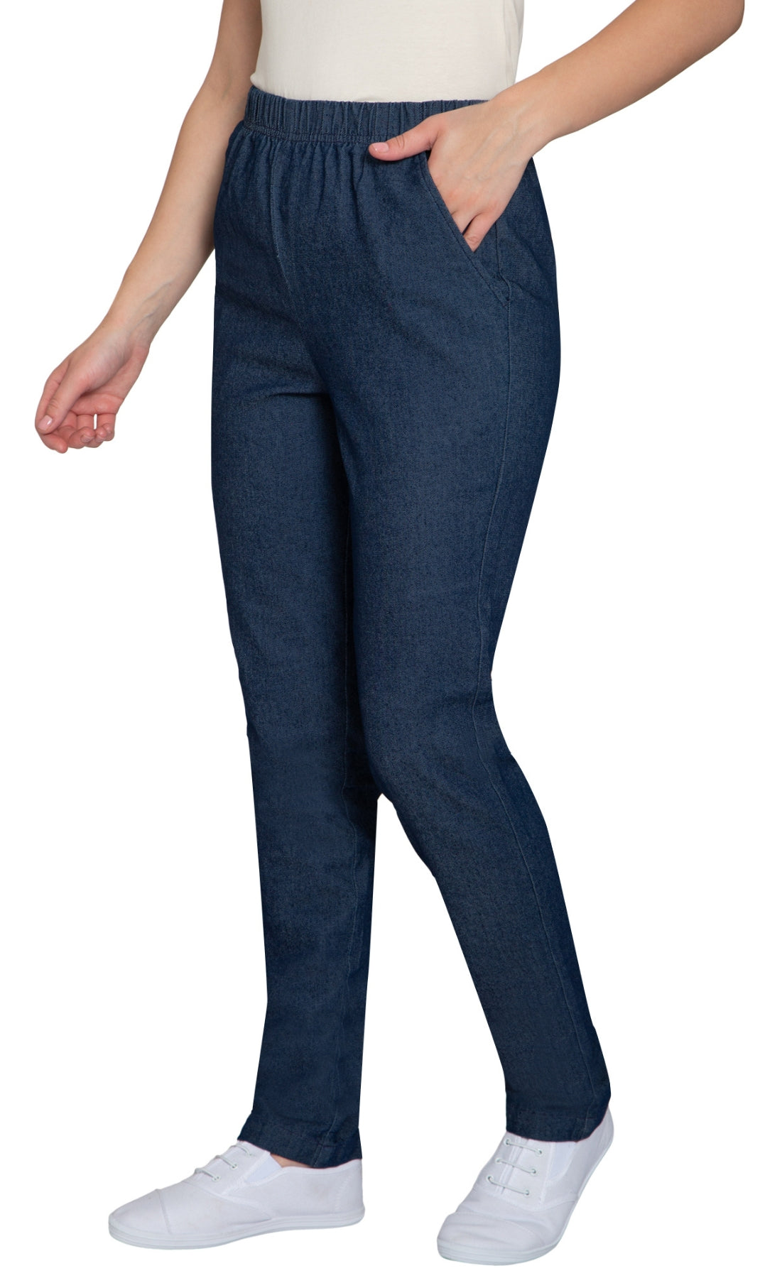 Women's Elastic Waist Pull On Jeans in Denim & Twill - Soft & Lightweight with a bit Stretch 5