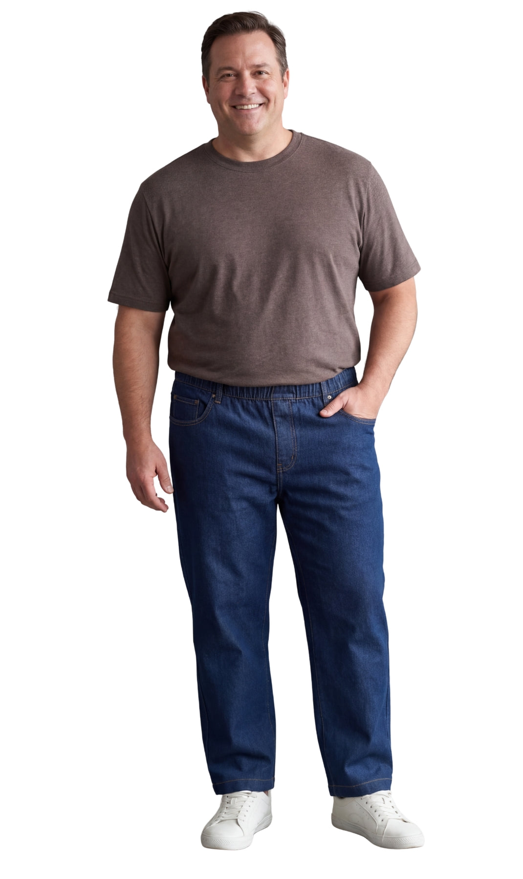 Turtle Bay New York Men’s Lightweight Casual Elastic Waist Pull-On Jeans – Denim & Twill Pants with Easy Fit indigo full