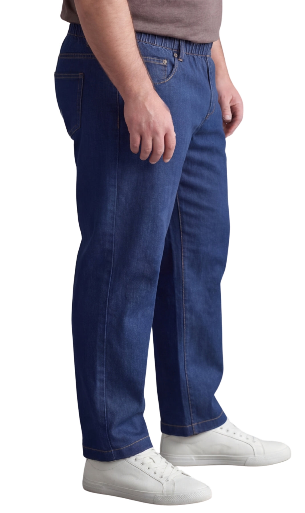 Turtle Bay New York Men’s Lightweight Casual Elastic Waist Pull-On Jeans – Denim & Twill Pants with Easy Fit indigo side