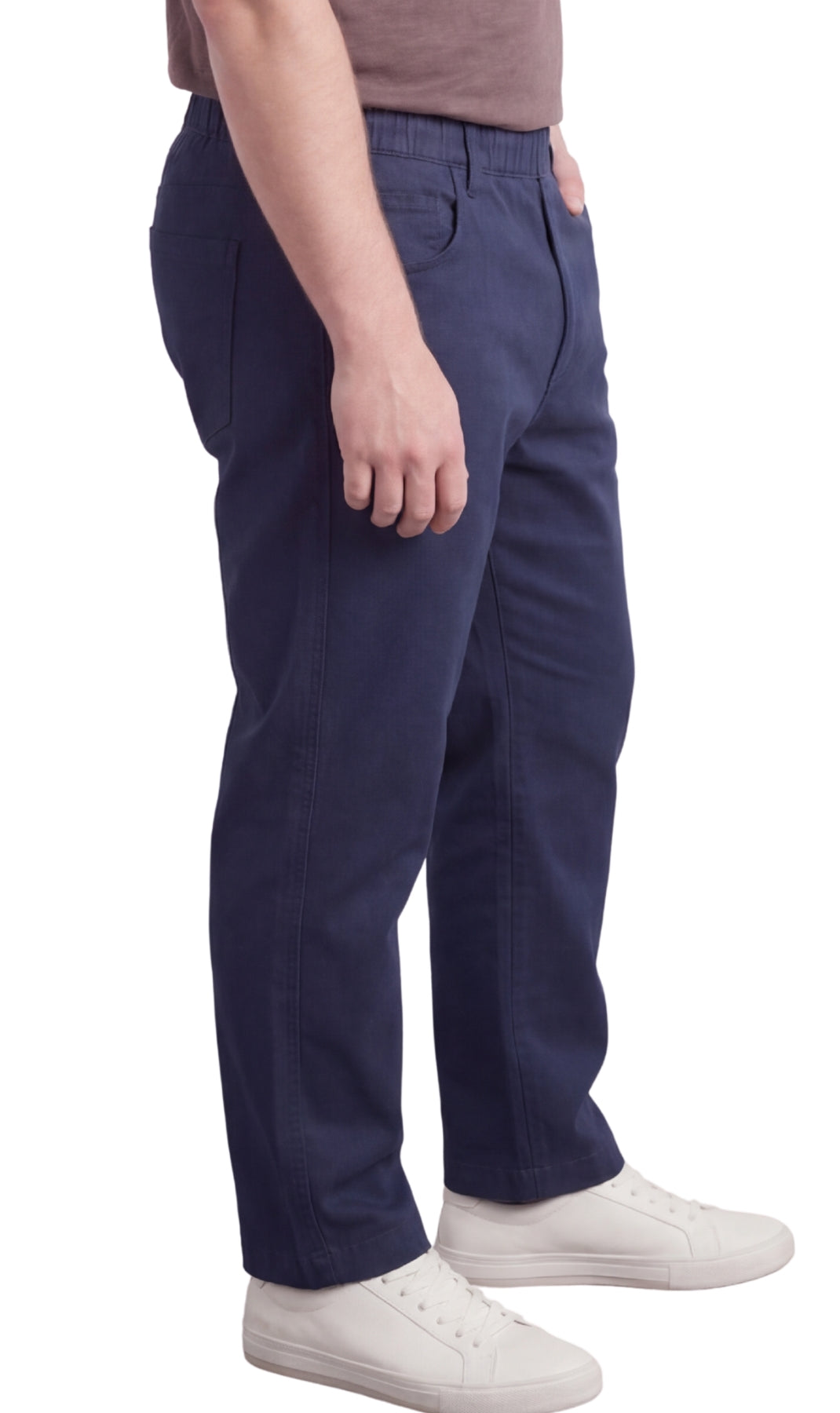 Turtle Bay New York Men’s Lightweight Casual Elastic Waist Pull-On Jeans – Denim & Twill Pants with Easy Fit med navy side