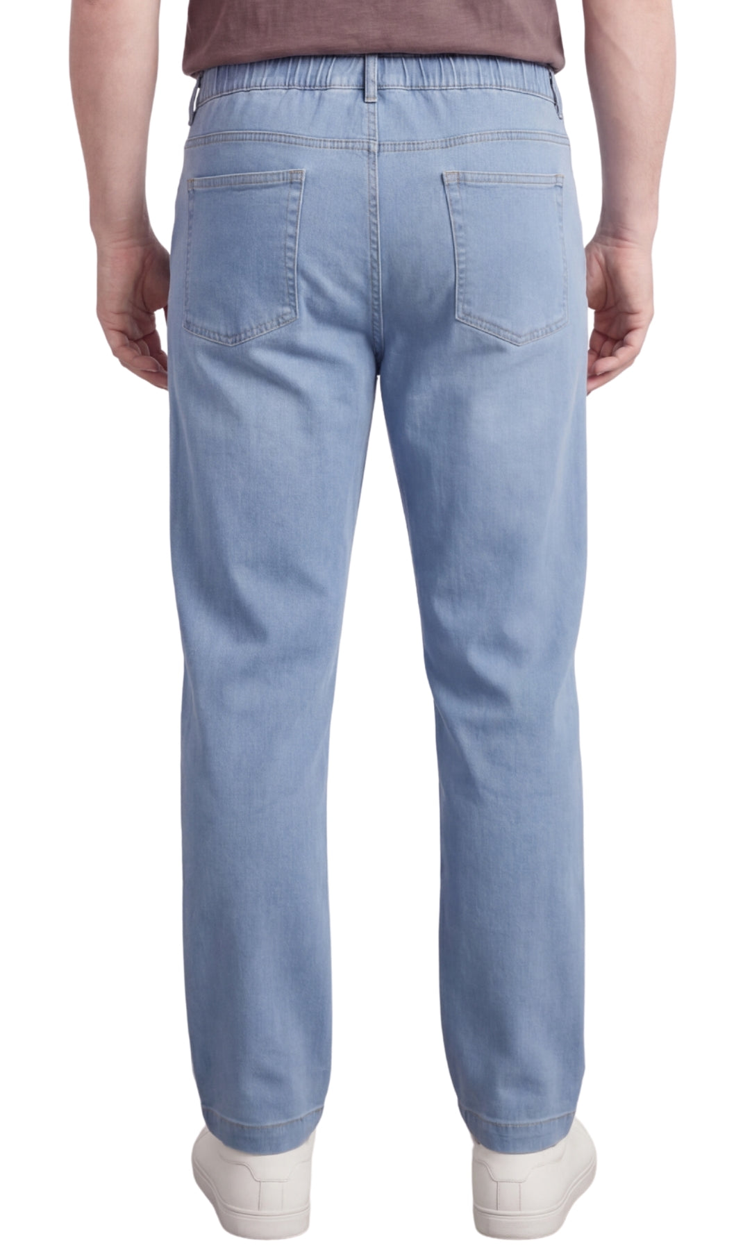 Turtle Bay New York Men’s Lightweight Casual Elastic Waist Pull-On Jeans – Denim & Twill Pants with Easy Fit stonewash back