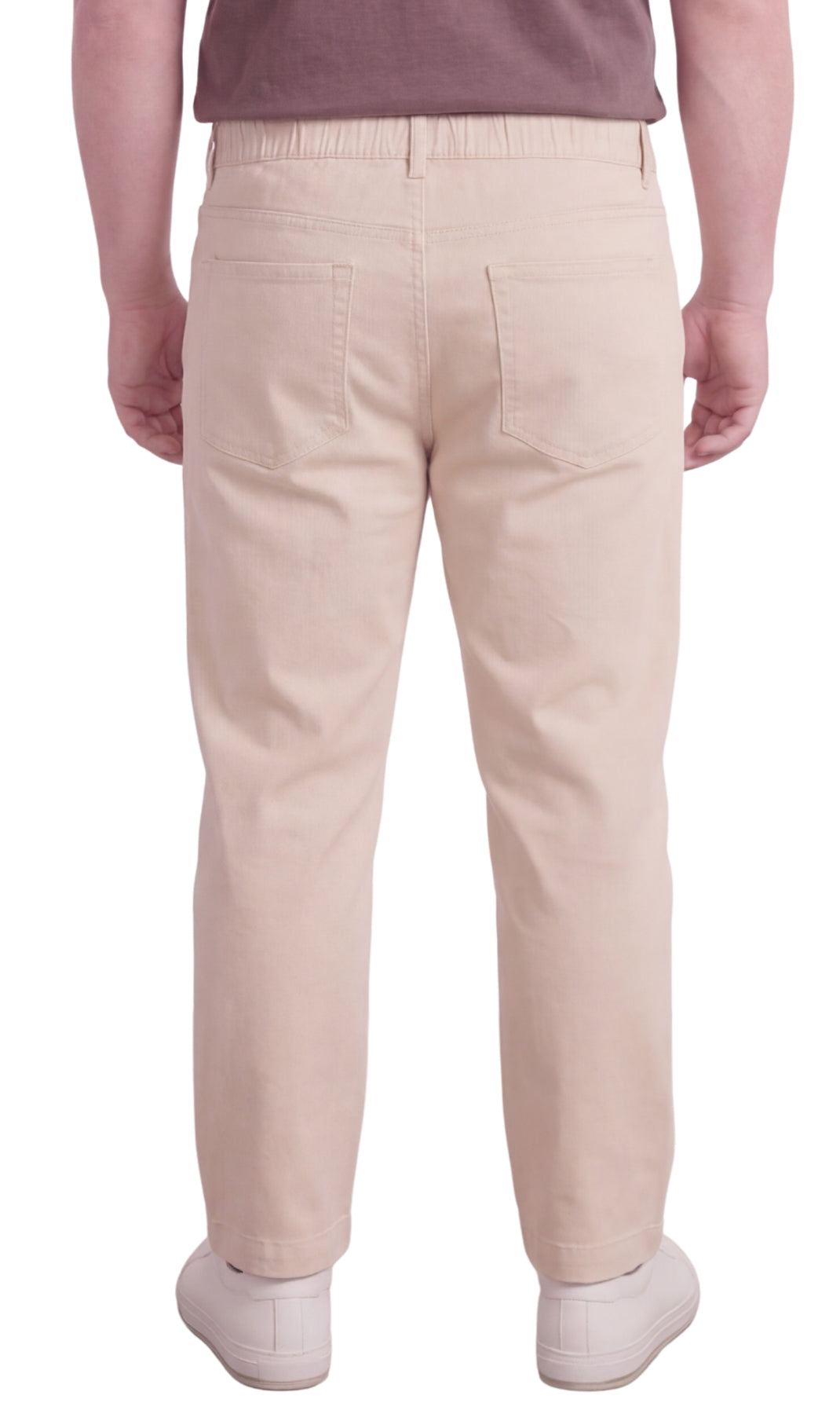 Turtle Bay New York Men’s Lightweight Casual Elastic Waist Pull-On Jeans – Denim & Twill Pants with Easy Fit khaki back