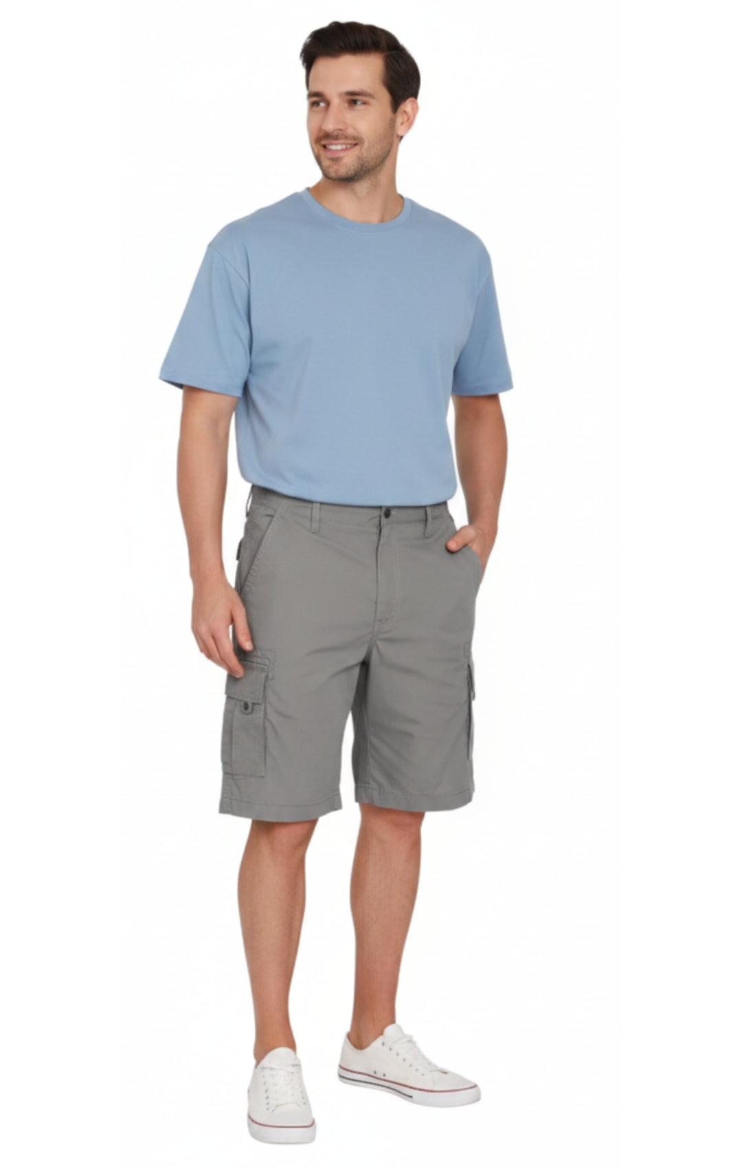Men's Elastic Waist Cargo Shorts with Multi-Pocket Design 21
