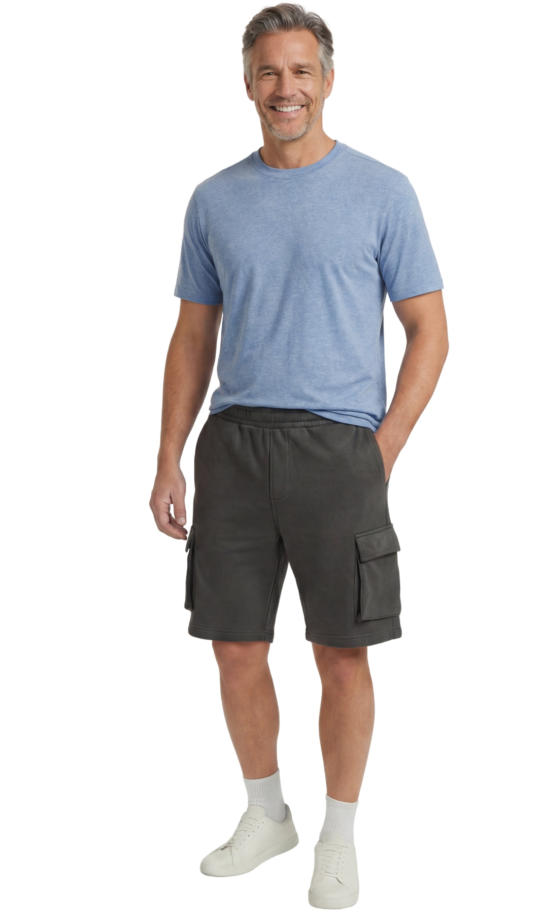 Turtle Bay New York Men's Fleece Cargo Shorts – The Sweat Shorts You'll Wear Everywhere charcoal full