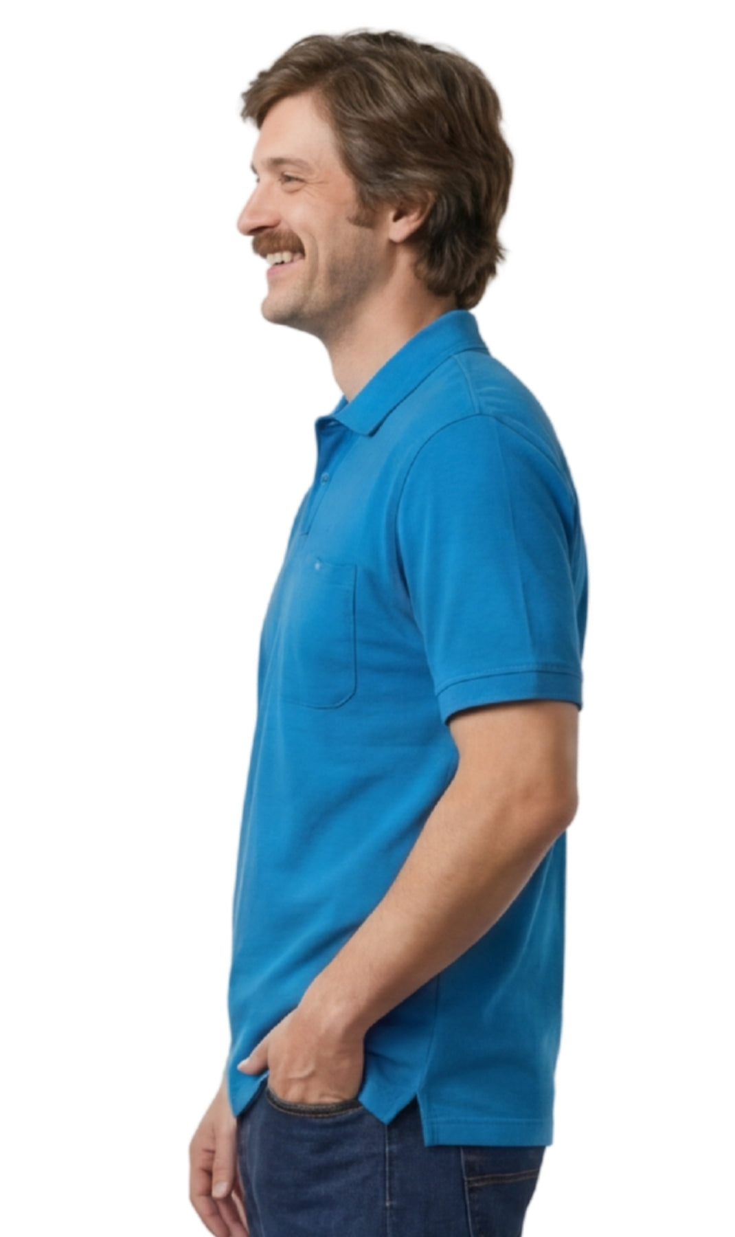 Men's Short Sleeve Pique Polo Shirt in Cotton Blend with Front Pocket 20
